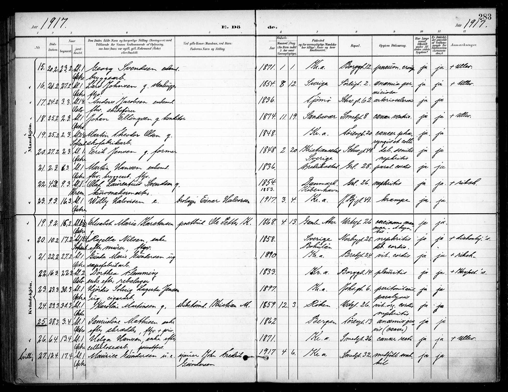 Grønland prestekontor Kirkebøker, SAO/A-10848/F/Fa/L0016: Parish register (official) no. 16, 1898-1918, p. 283
