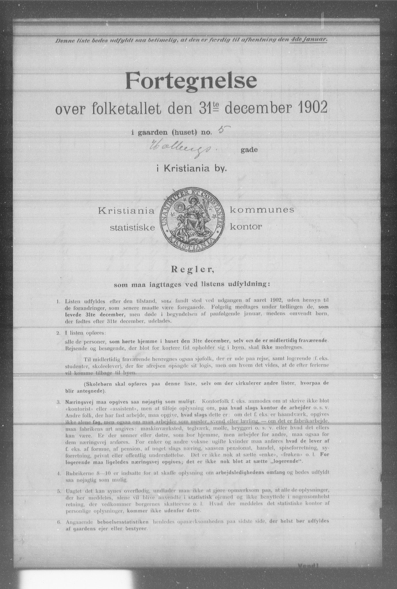 OBA, Municipal Census 1902 for Kristiania, 1902, p. 6535