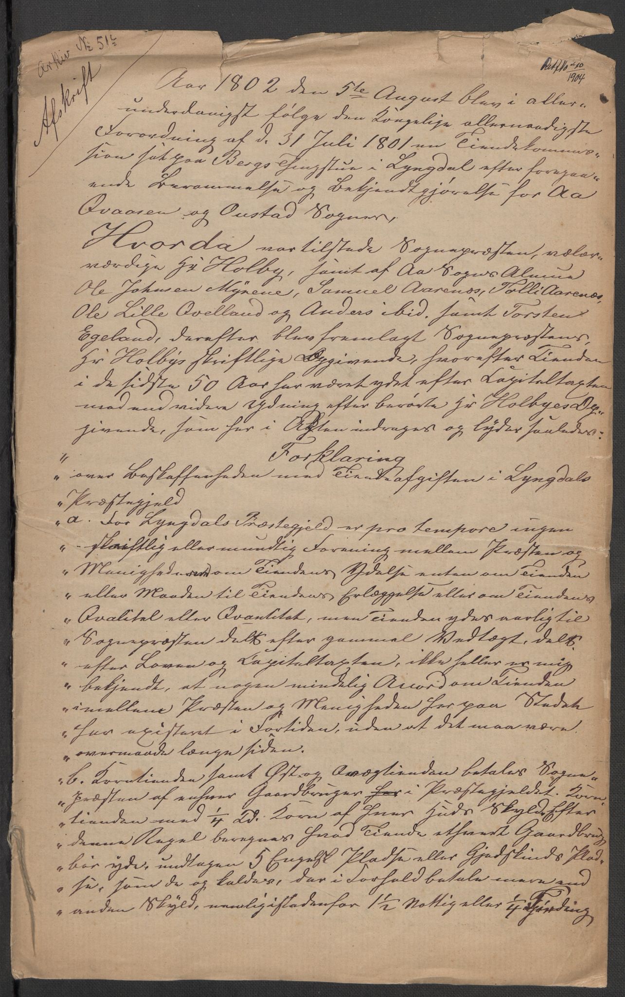 Riksarkivets diplomsamling, RA/EA-5965/F15/L0033: Prestearkiv Vest-Agder, 1748-1837, p. 334