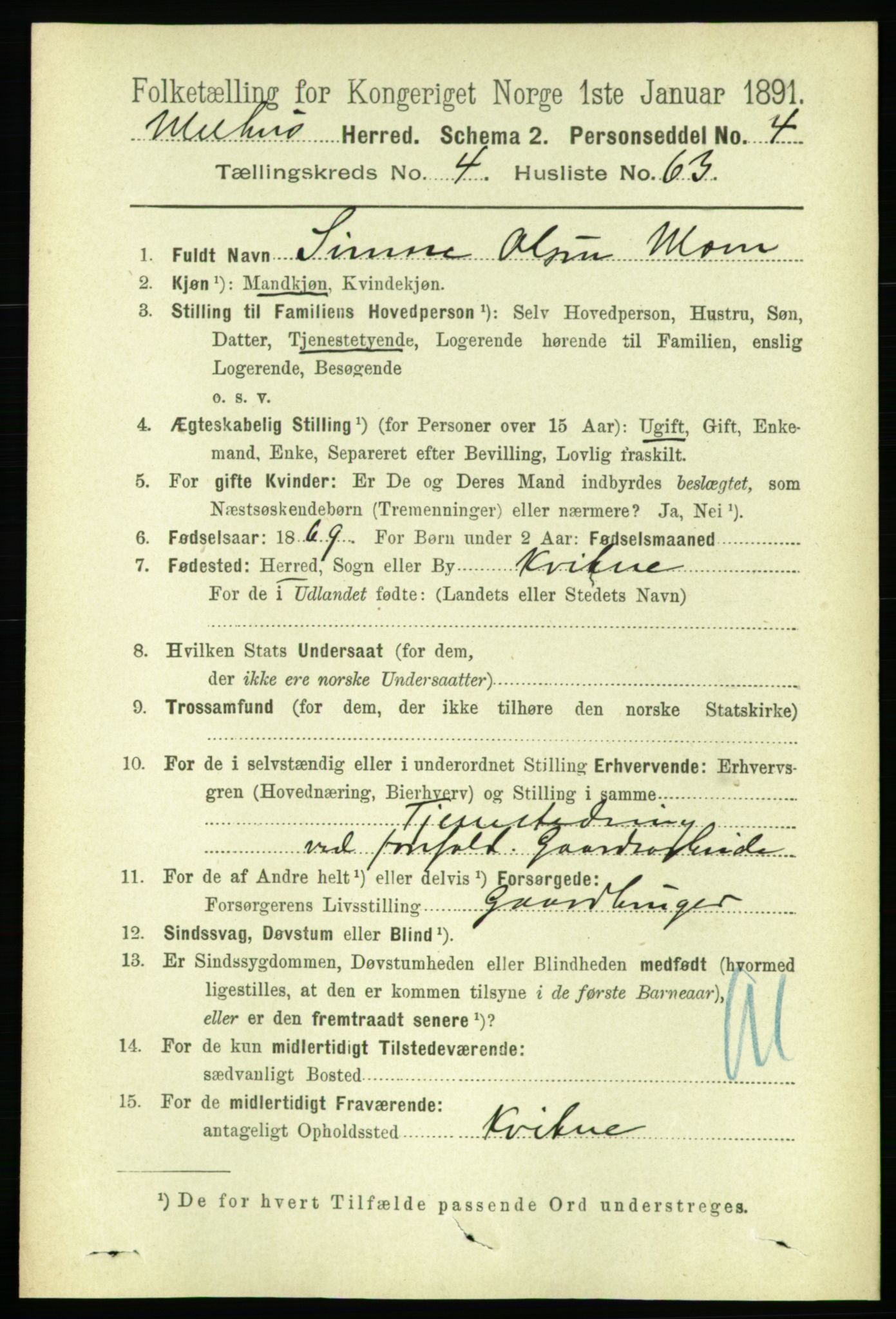RA, 1891 census for 1653 Melhus, 1891, p. 2288