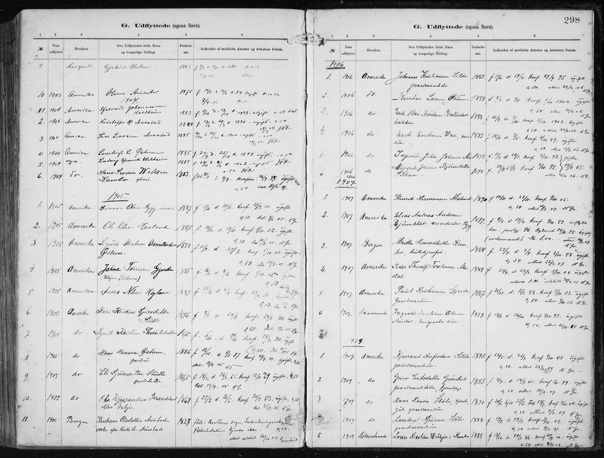 Etne sokneprestembete, SAB/A-75001/H/Haa: Parish register (official) no. B  1, 1879-1919, p. 298
