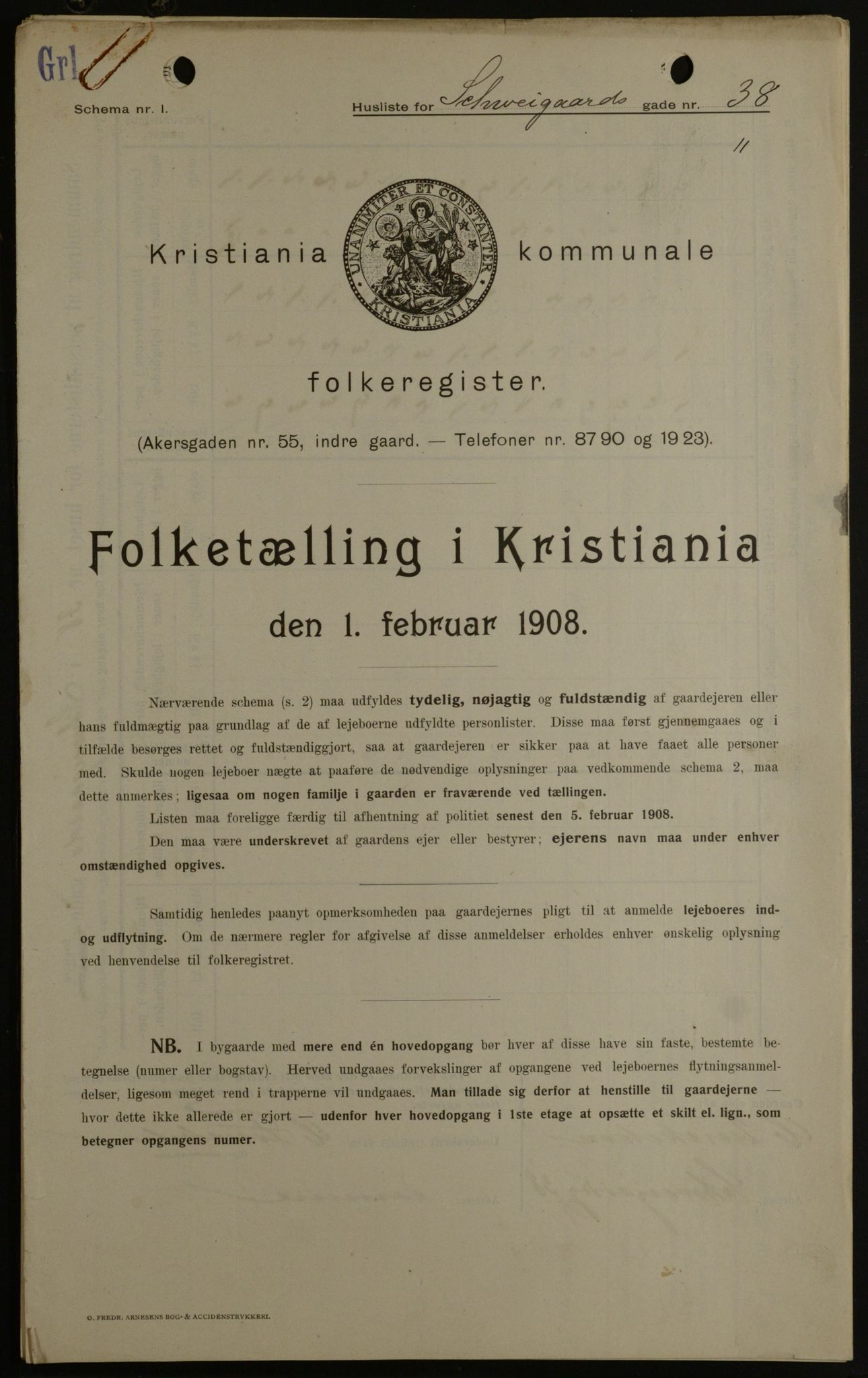 OBA, Municipal Census 1908 for Kristiania, 1908, p. 81813