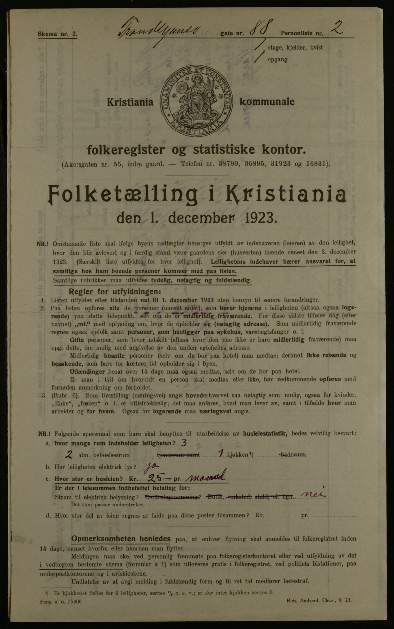 OBA, Municipal Census 1923 for Kristiania, 1923, p. 128960