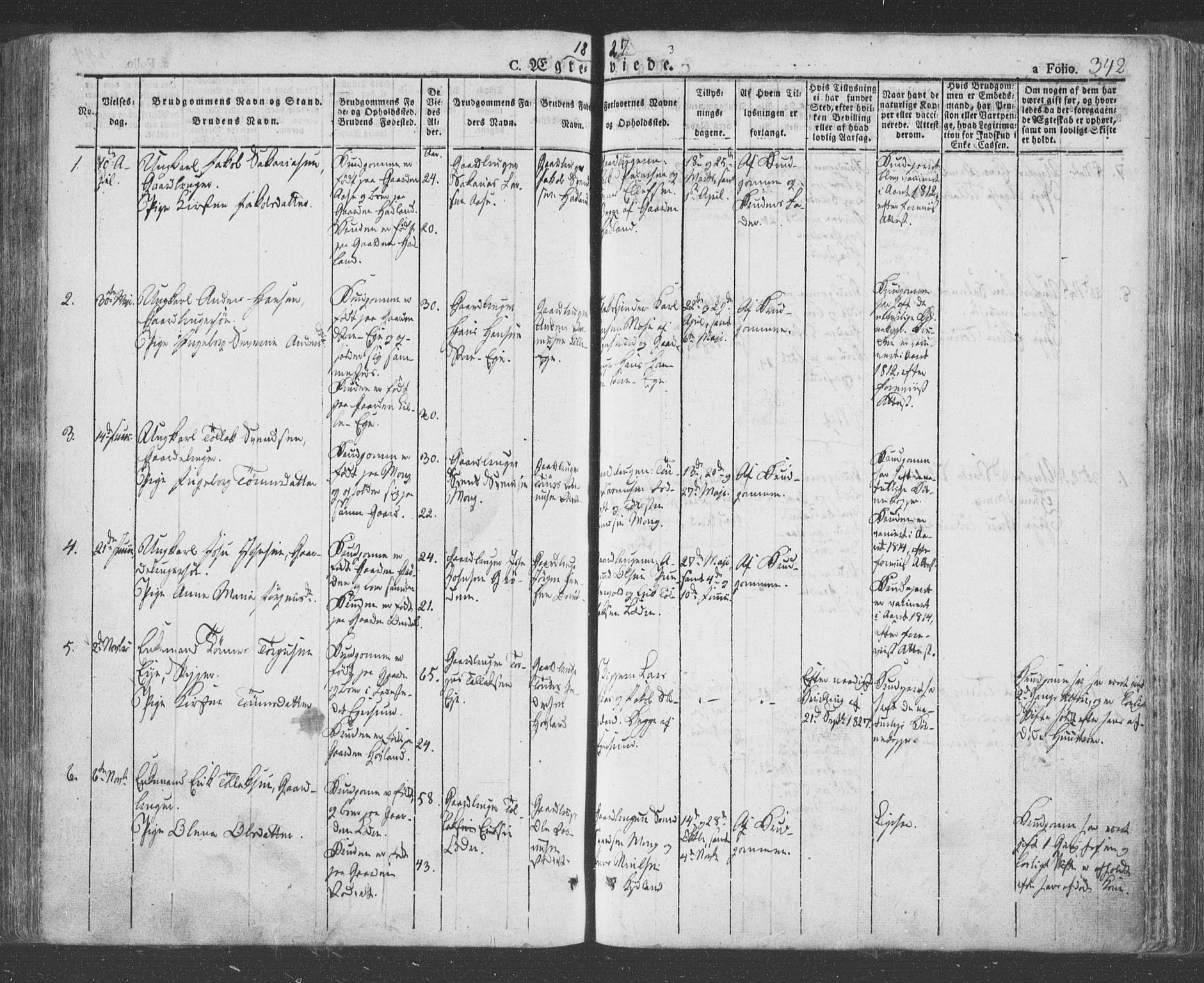 Eigersund sokneprestkontor, SAST/A-101807/S08/L0009: Parish register (official) no. A 9, 1827-1850, p. 342