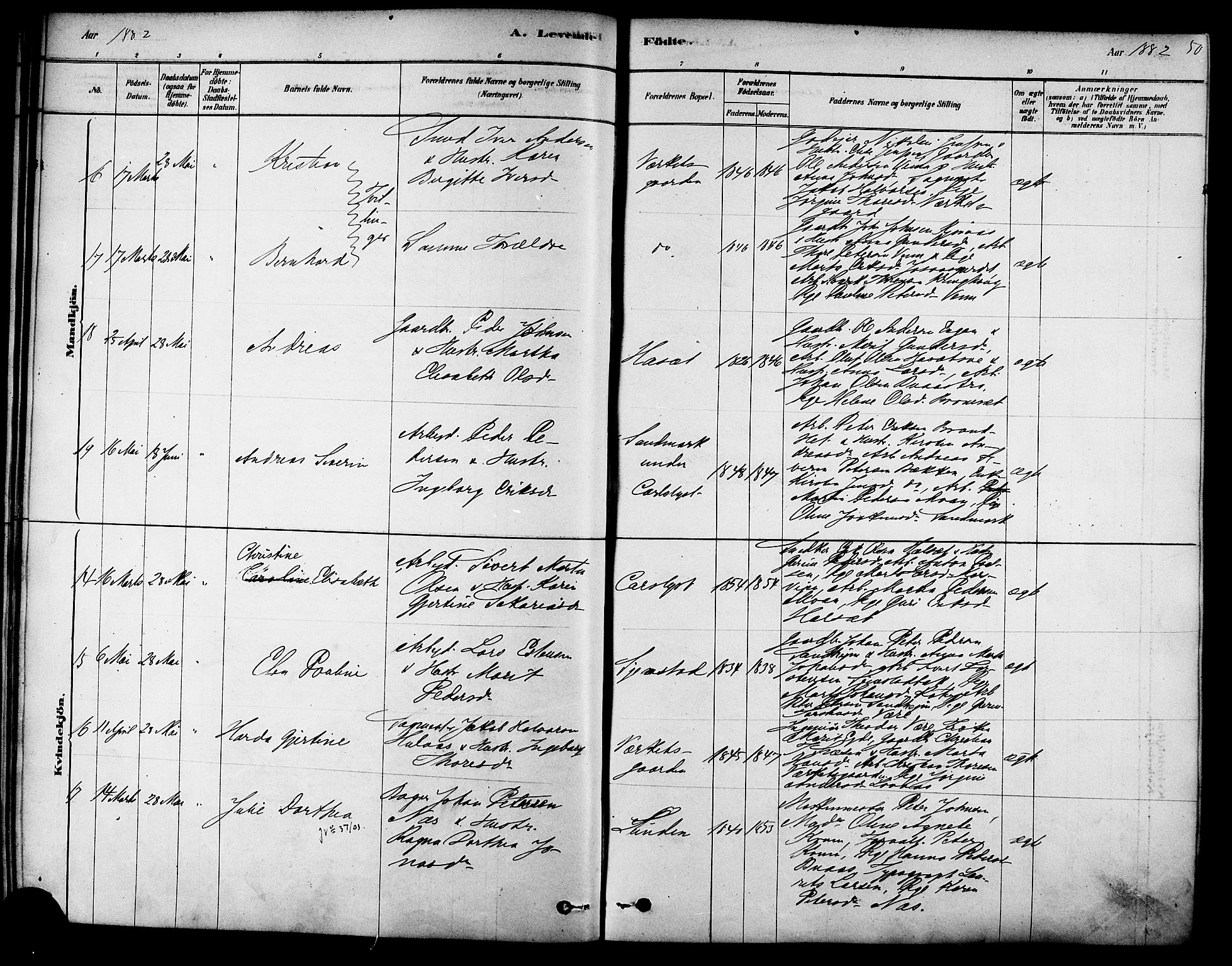 Ministerialprotokoller, klokkerbøker og fødselsregistre - Sør-Trøndelag, AV/SAT-A-1456/616/L0410: Parish register (official) no. 616A07, 1878-1893, p. 50