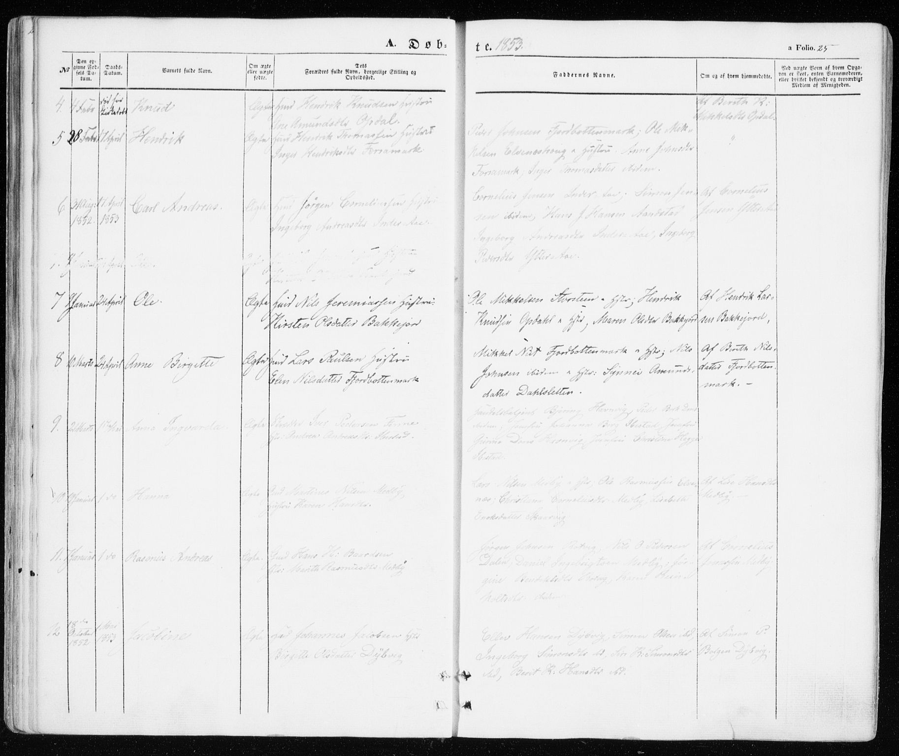 Ibestad sokneprestembete, SATØ/S-0077/H/Ha/Haa/L0008kirke: Parish register (official) no. 8, 1850-1859, p. 25