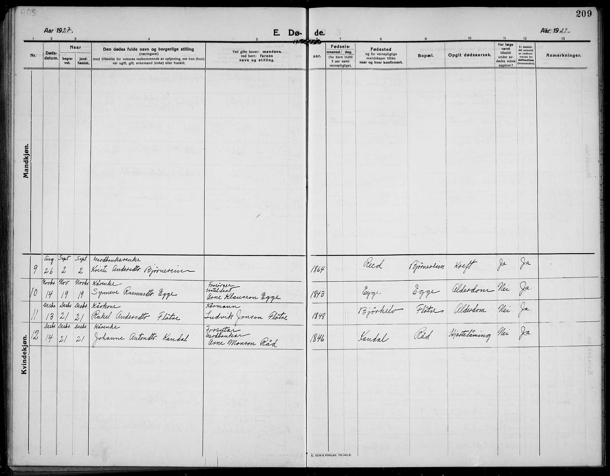 Gloppen sokneprestembete, AV/SAB-A-80101/H/Hab/Habc/L0003: Parish register (copy) no. C 3, 1911-1938, p. 209
