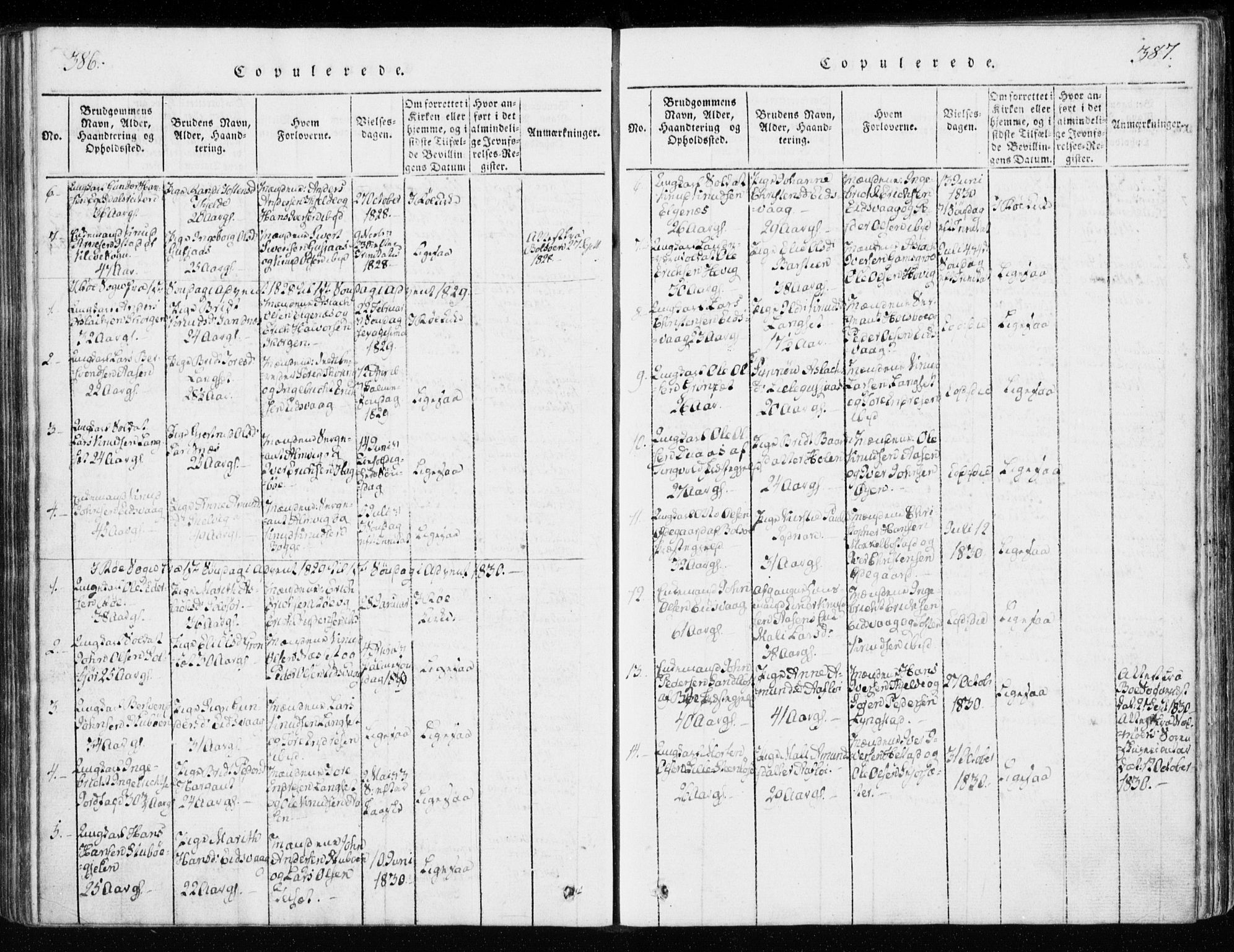 Ministerialprotokoller, klokkerbøker og fødselsregistre - Møre og Romsdal, SAT/A-1454/551/L0623: Parish register (official) no. 551A03, 1818-1831, p. 386-387