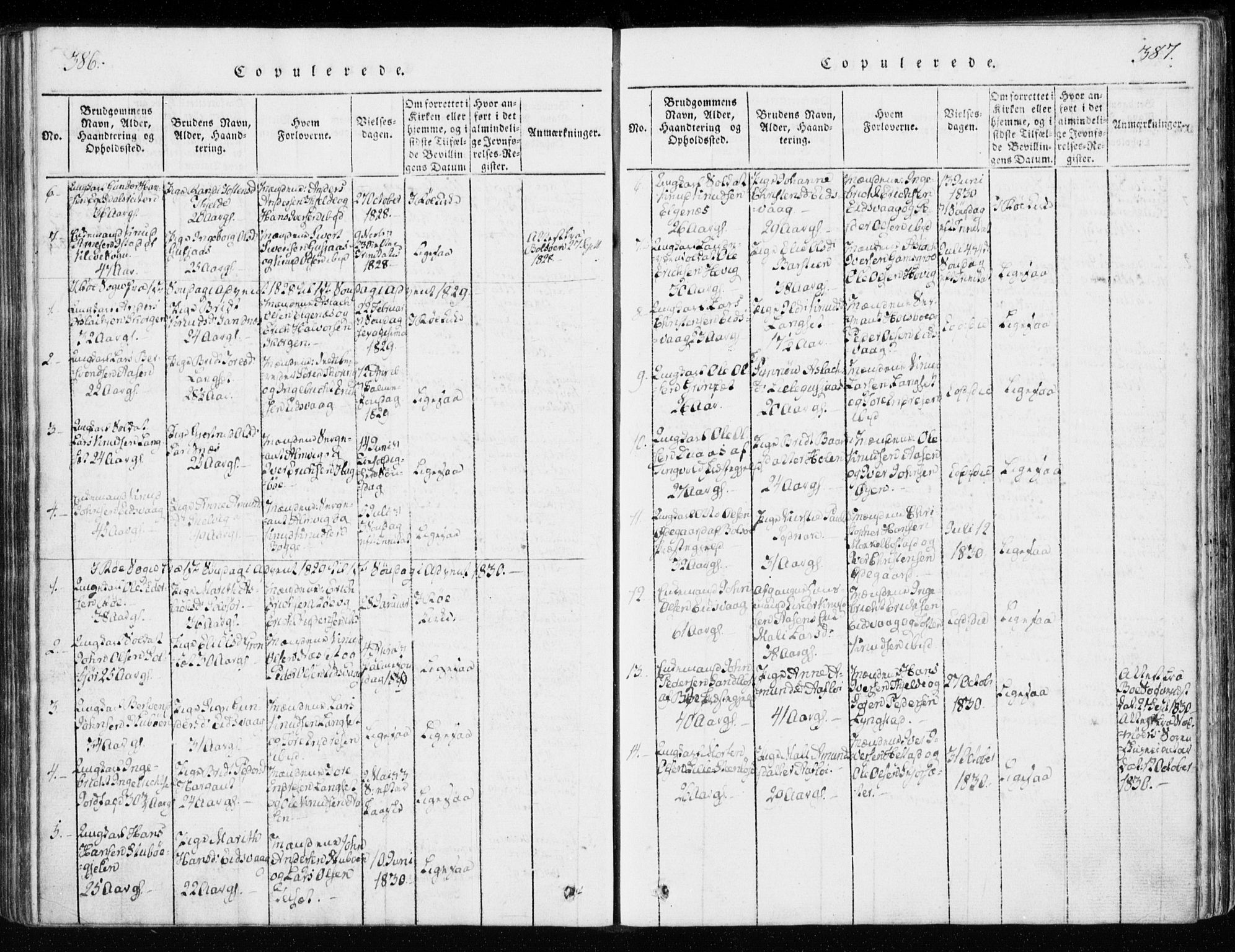 Ministerialprotokoller, klokkerbøker og fødselsregistre - Møre og Romsdal, AV/SAT-A-1454/551/L0623: Parish register (official) no. 551A03, 1818-1831, p. 386-387