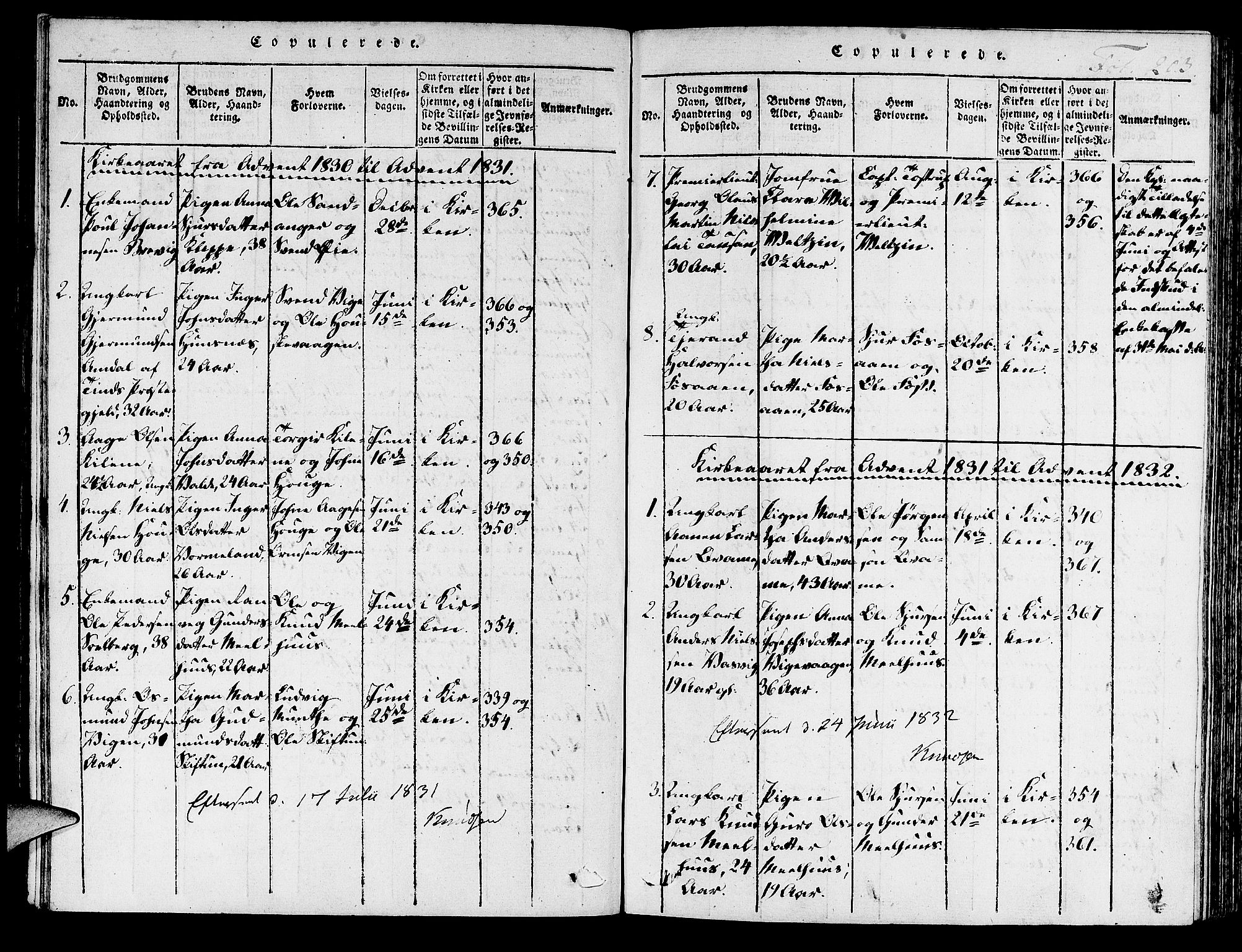 Hjelmeland sokneprestkontor, SAST/A-101843/01/IV/L0003: Parish register (official) no. A 3, 1816-1834, p. 203