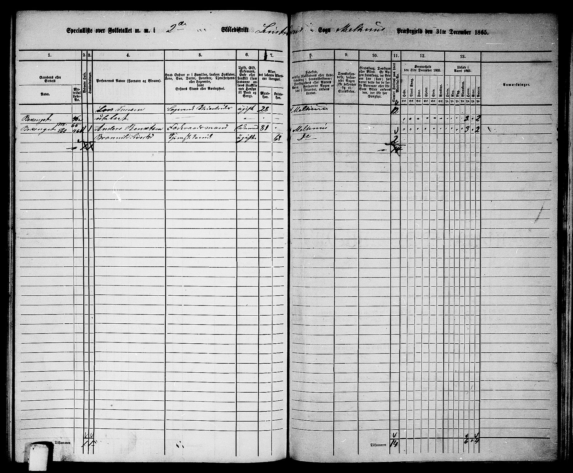 RA, 1865 census for Melhus, 1865, p. 227