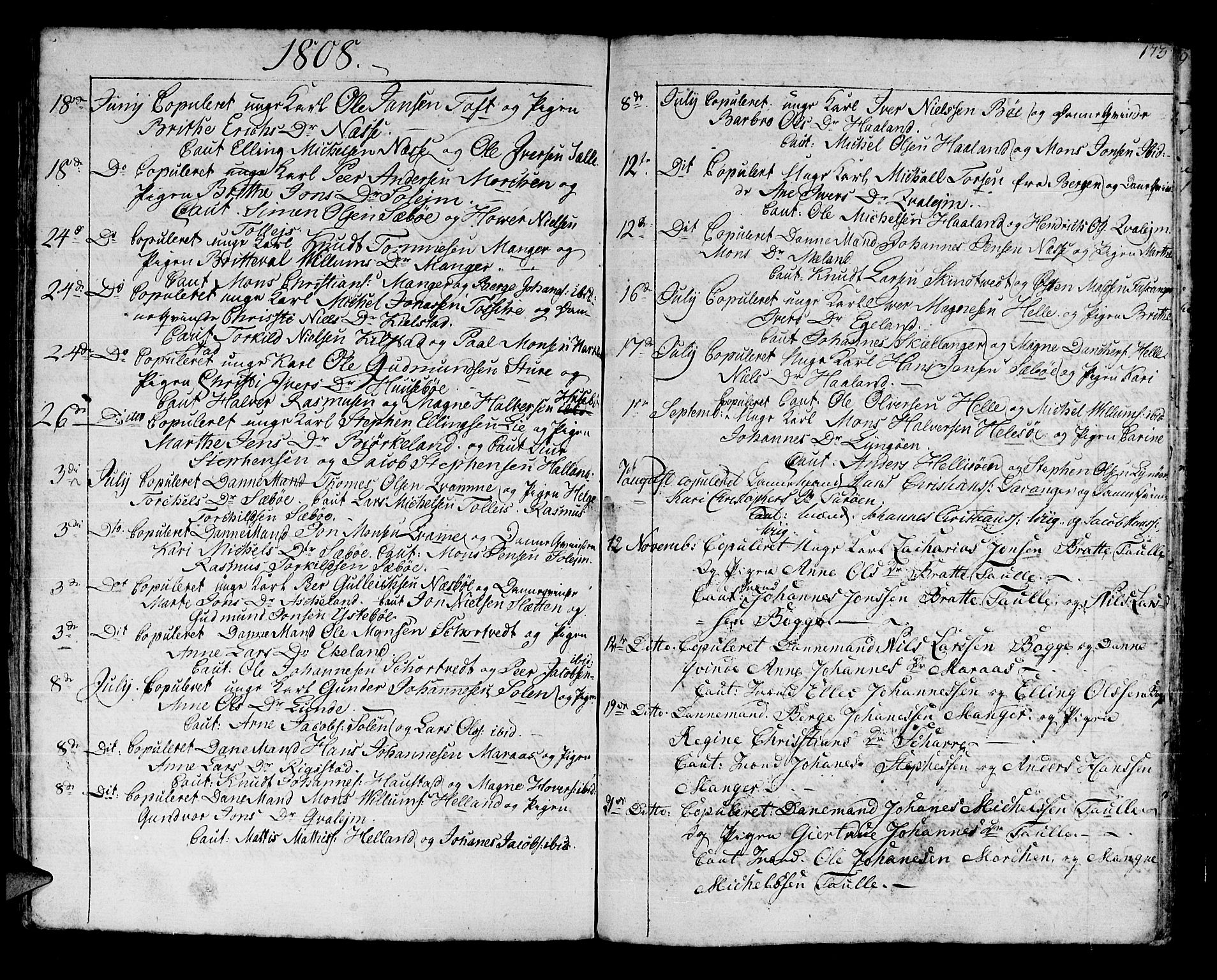 Manger sokneprestembete, AV/SAB-A-76801/H/Haa: Parish register (official) no. A 2, 1792-1815, p. 173