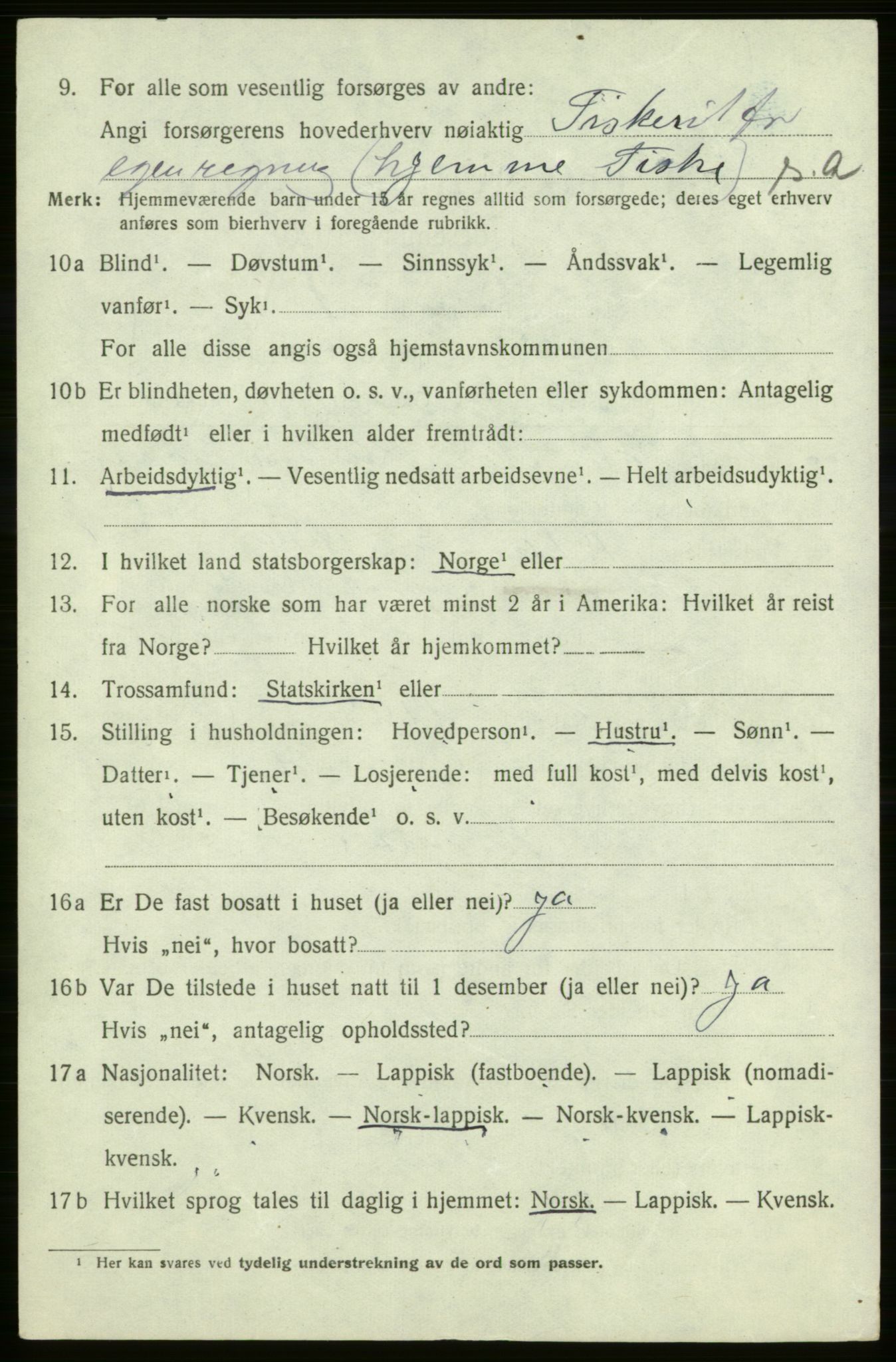 SATØ, 1920 census for , 1920, p. 491