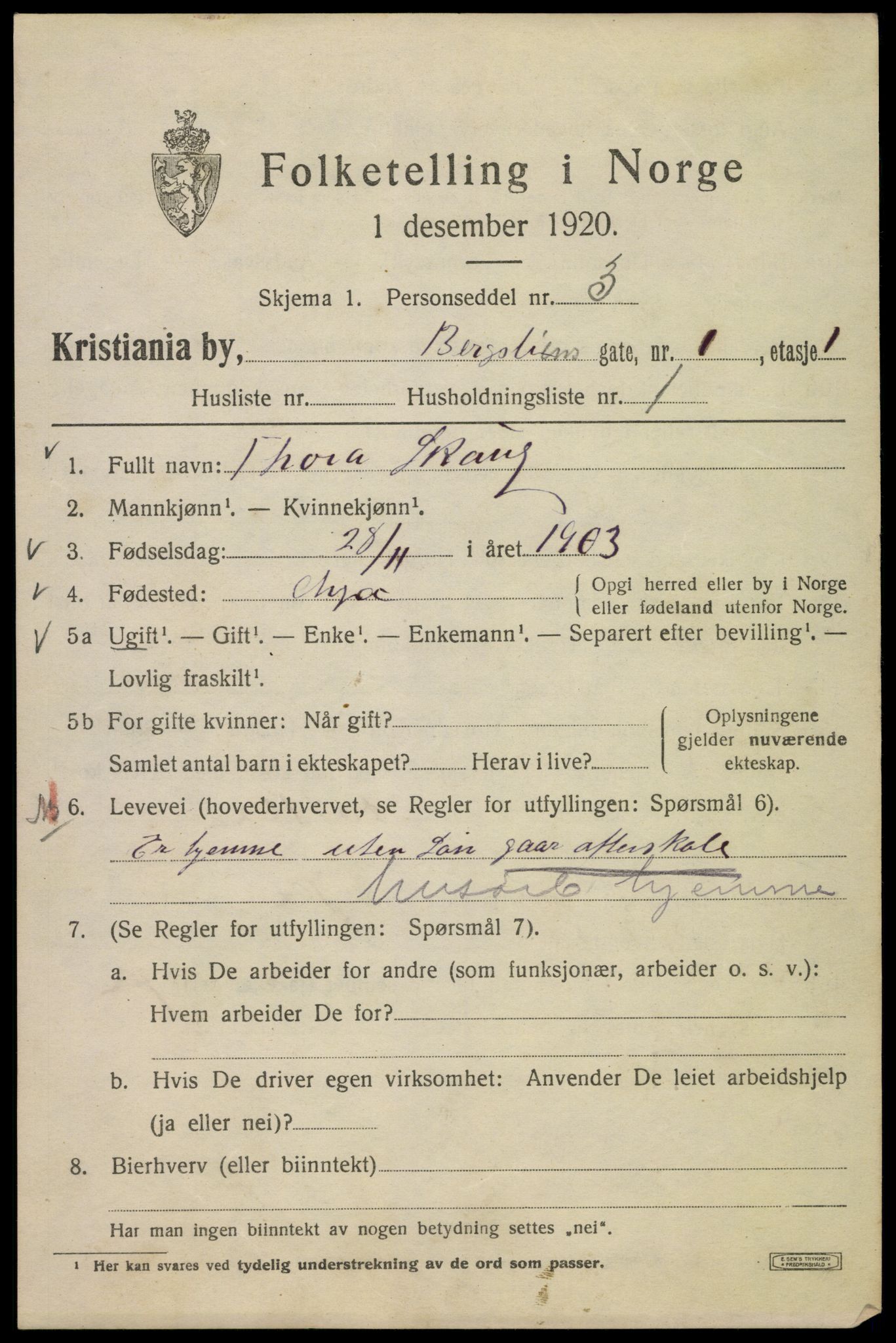 SAO, 1920 census for Kristiania, 1920, p. 153471