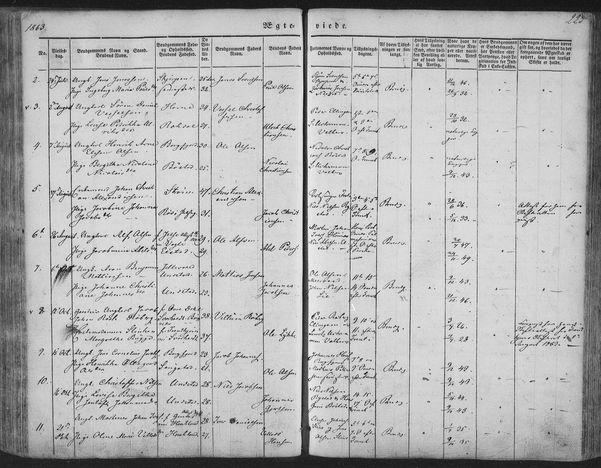 Ministerialprotokoller, klokkerbøker og fødselsregistre - Nordland, AV/SAT-A-1459/880/L1131: Parish register (official) no. 880A05, 1844-1868, p. 225