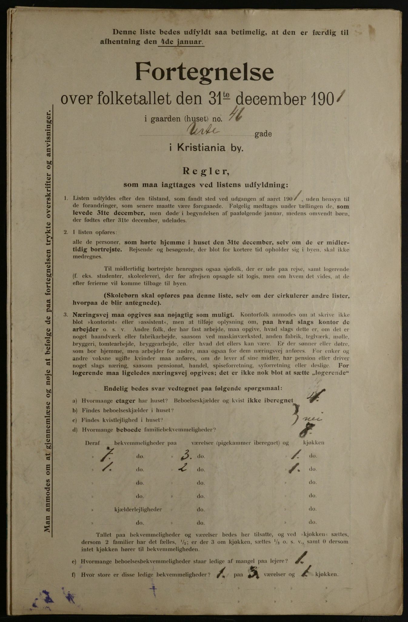 OBA, Municipal Census 1901 for Kristiania, 1901, p. 18516