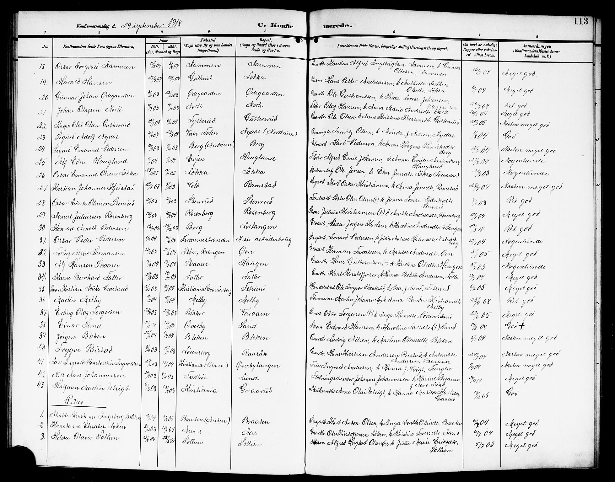 Fet prestekontor Kirkebøker, SAO/A-10370a/G/Ga/L0008: Parish register (copy) no. I 8, 1907-1920, p. 113
