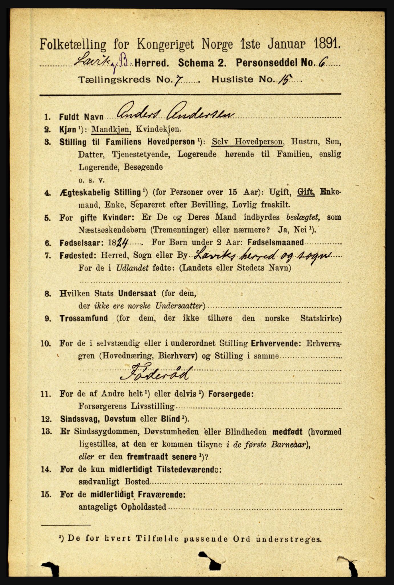 RA, 1891 census for 1415 Lavik og Brekke, 1891, p. 1459