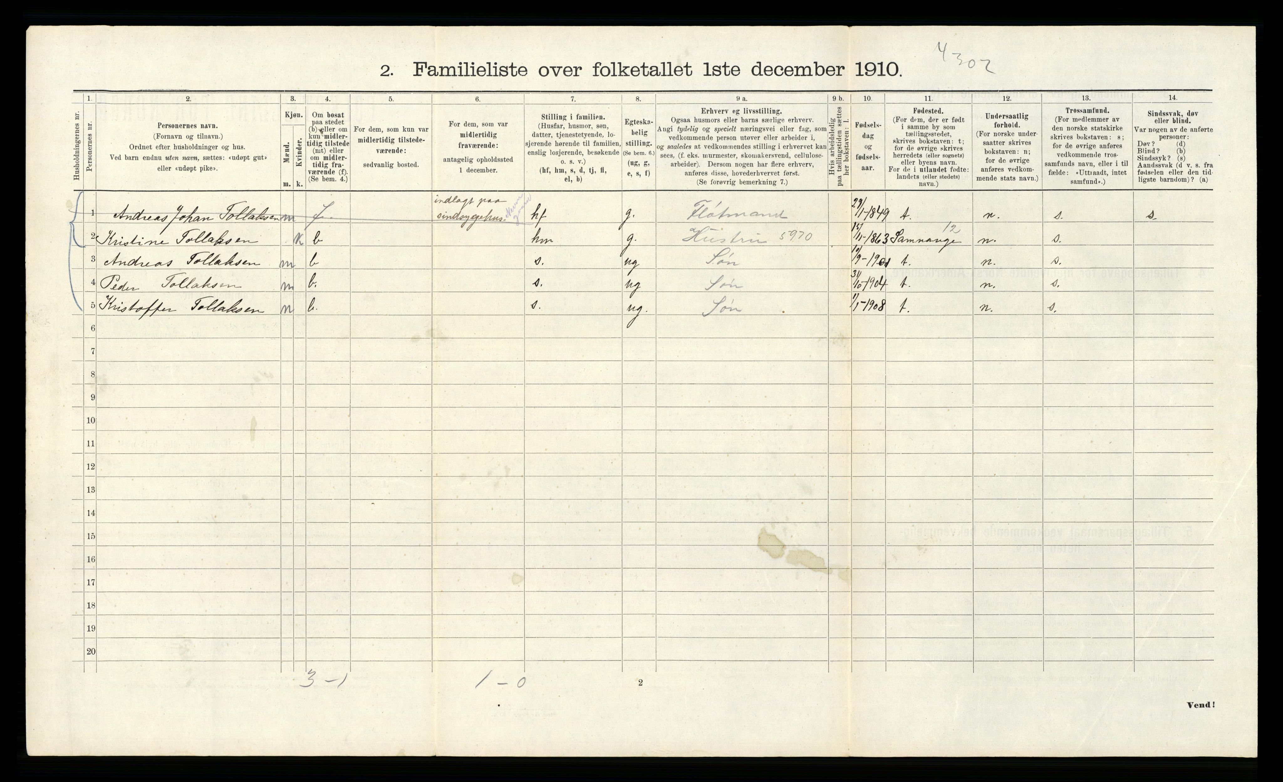 RA, 1910 census for Bergen, 1910, p. 30104