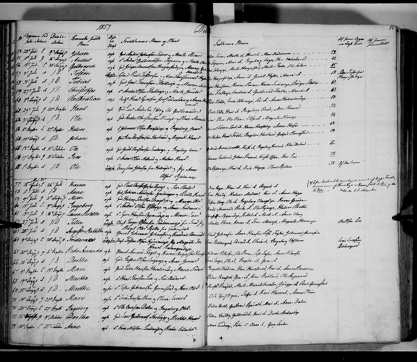 Jevnaker prestekontor, SAH/PREST-116/H/Ha/Haa/L0006: Parish register (official) no. 6, 1837-1857, p. 86