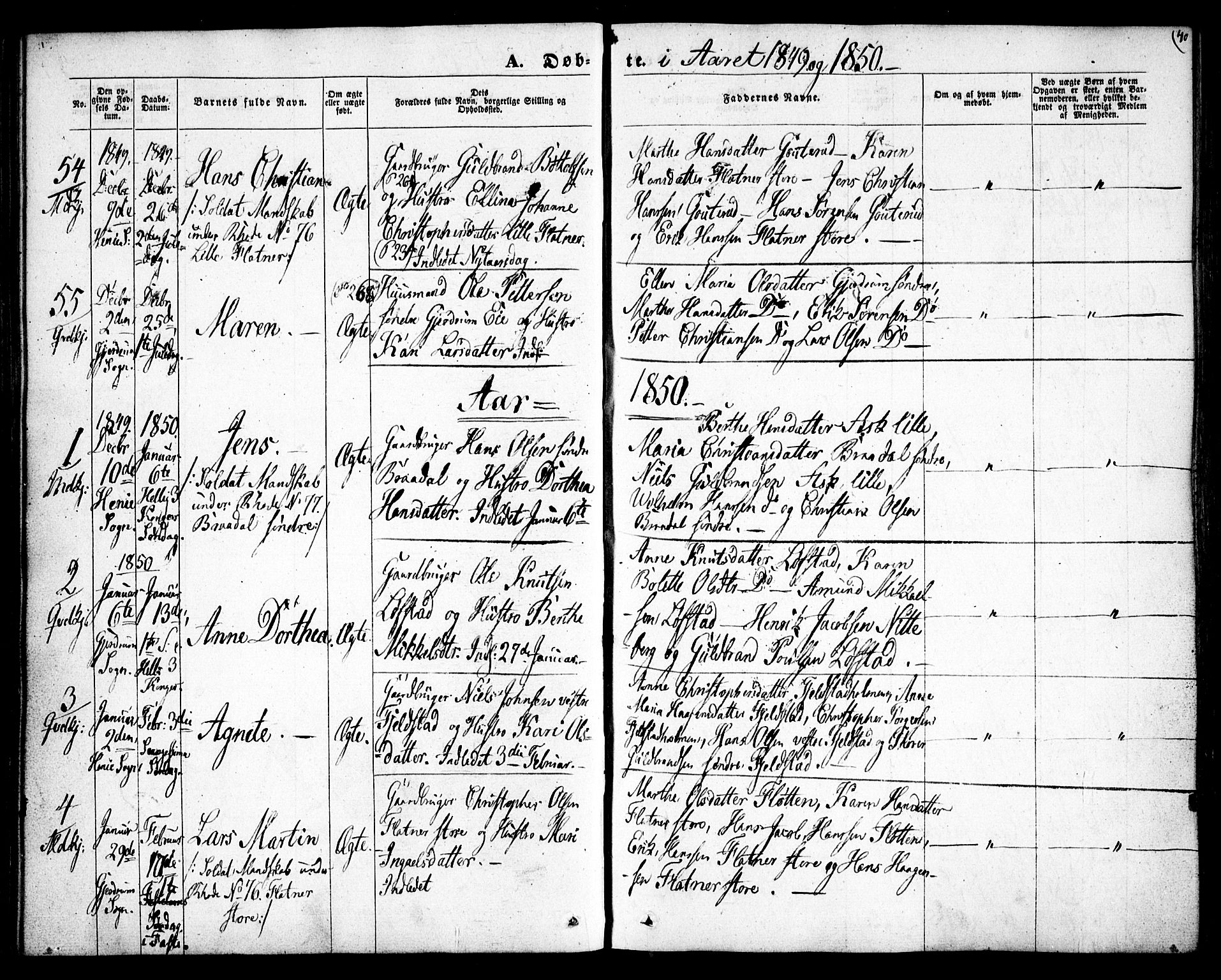 Gjerdrum prestekontor Kirkebøker, AV/SAO-A-10412b/F/Fa/L0006: Parish register (official) no. I 6, 1845-1856, p. 40
