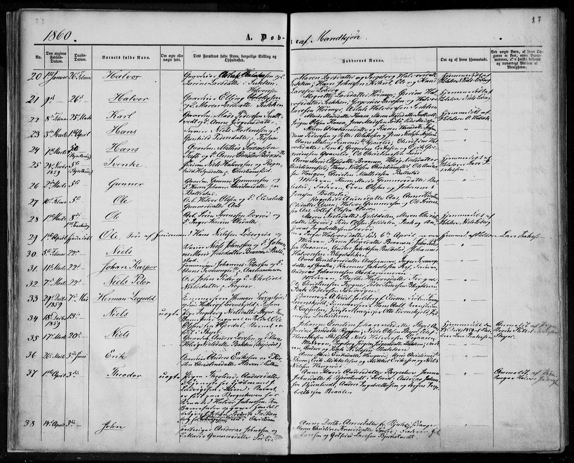 Gjerpen kirkebøker, AV/SAKO-A-265/F/Fa/L0008a: Parish register (official) no. I 8A, 1857-1871, p. 17