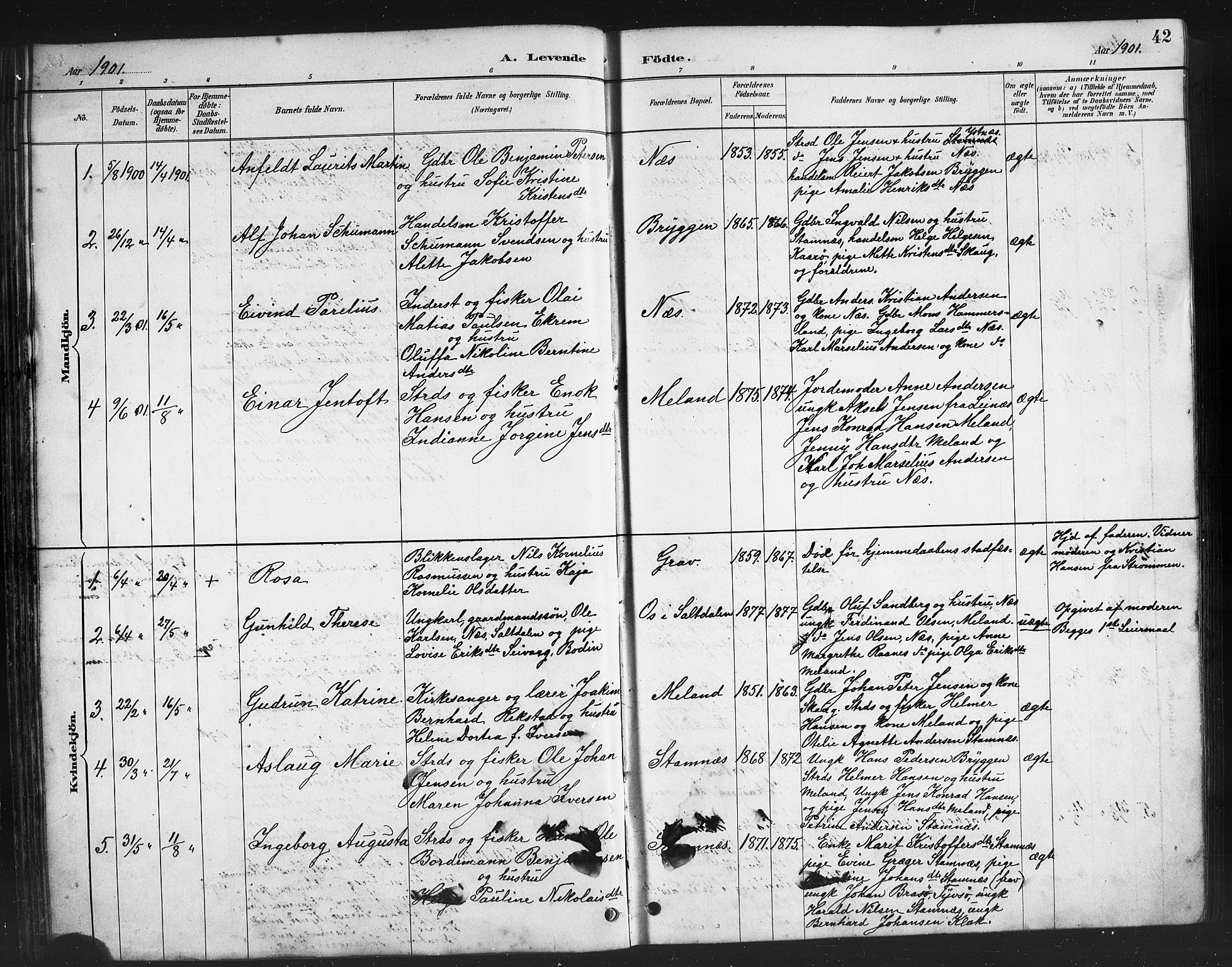 Ministerialprotokoller, klokkerbøker og fødselsregistre - Nordland, AV/SAT-A-1459/808/L0131: Parish register (copy) no. 808C02, 1879-1919, p. 42