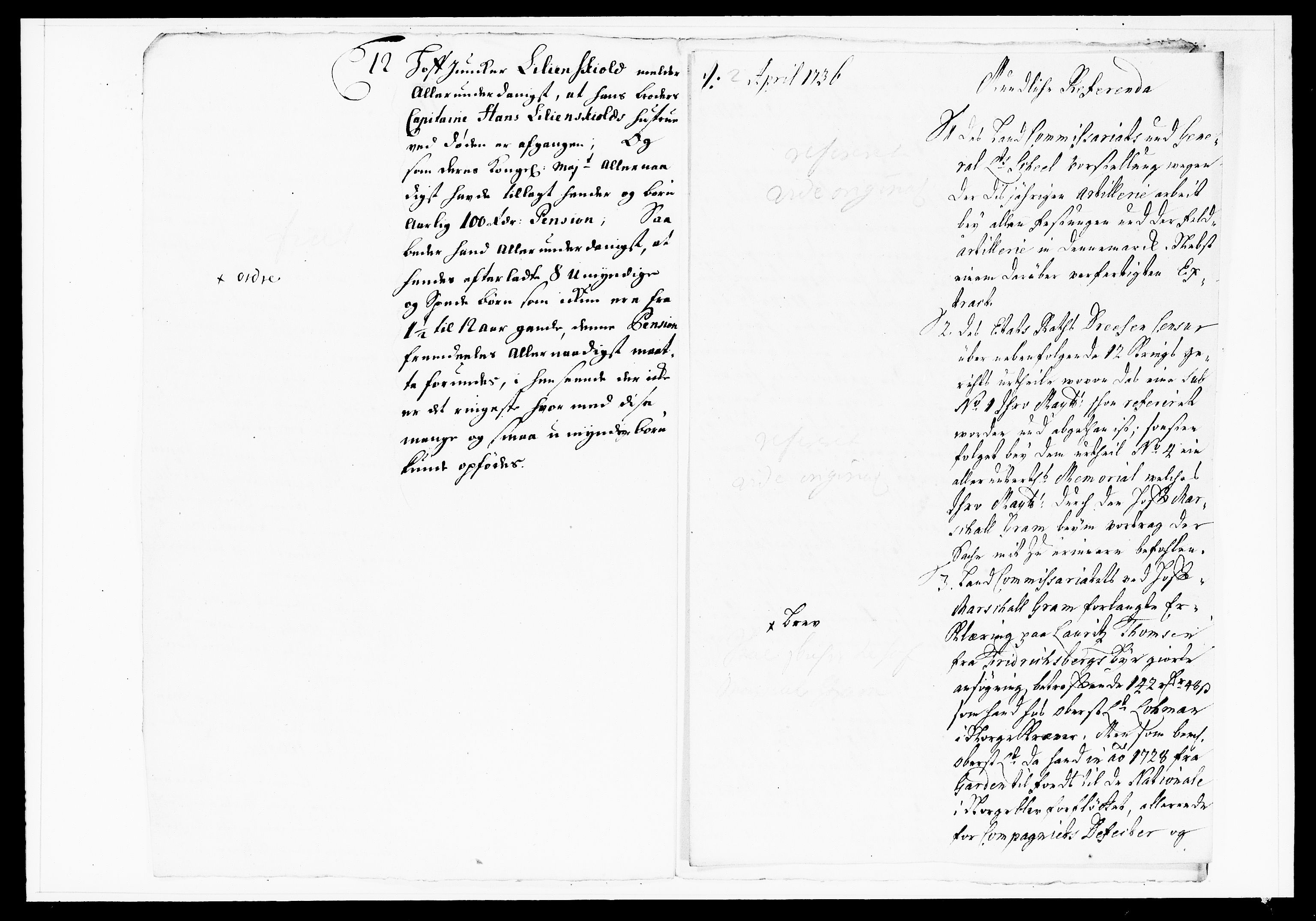 Krigskollegiet, Krigskancelliet, DRA/A-0006/-/1130-1137: Refererede sager, 1736, p. 129