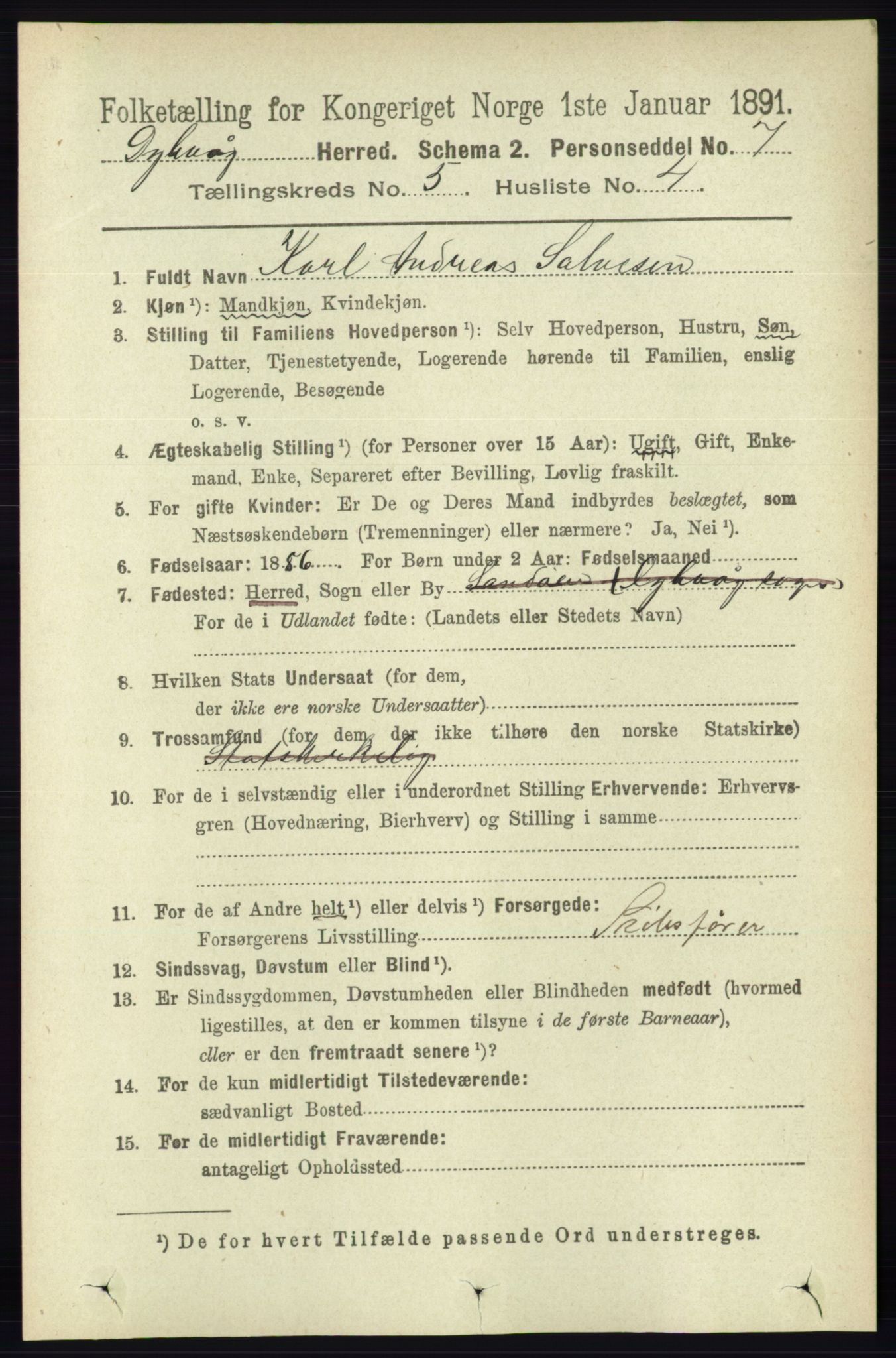 RA, 1891 census for 0915 Dypvåg, 1891, p. 1393