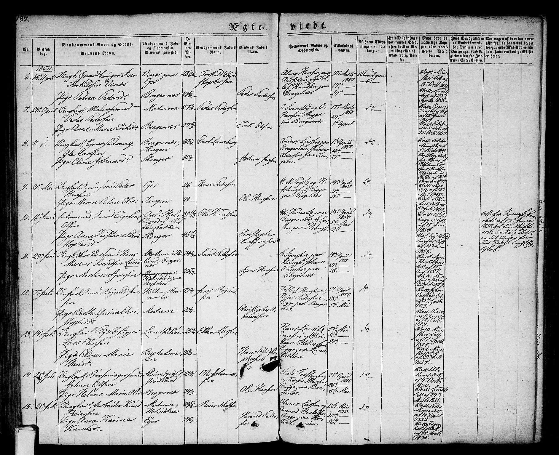 Bragernes kirkebøker, SAKO/A-6/F/Fc/L0001: Parish register (official) no. III 1, 1830-1853, p. 187