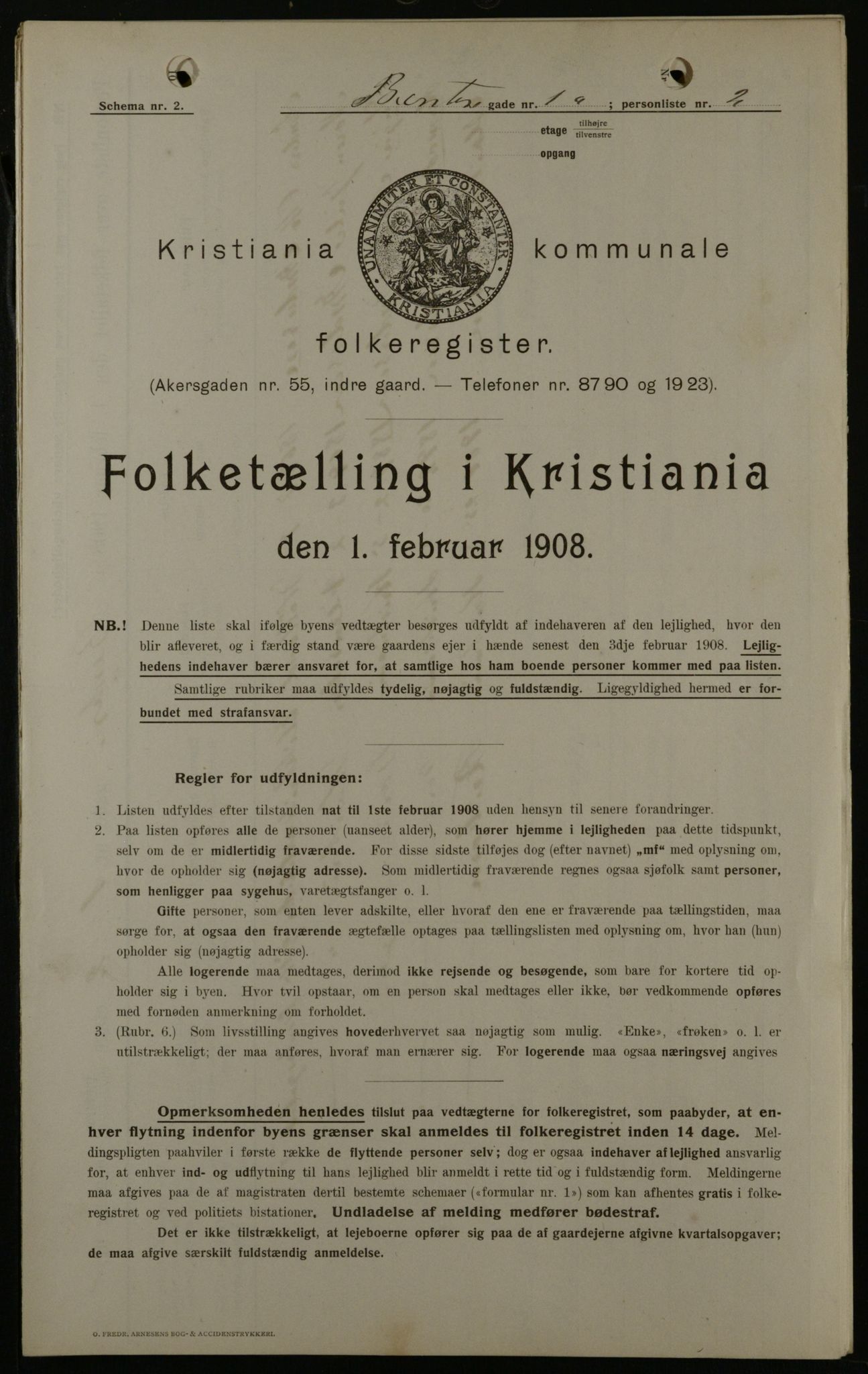 OBA, Municipal Census 1908 for Kristiania, 1908, p. 3562