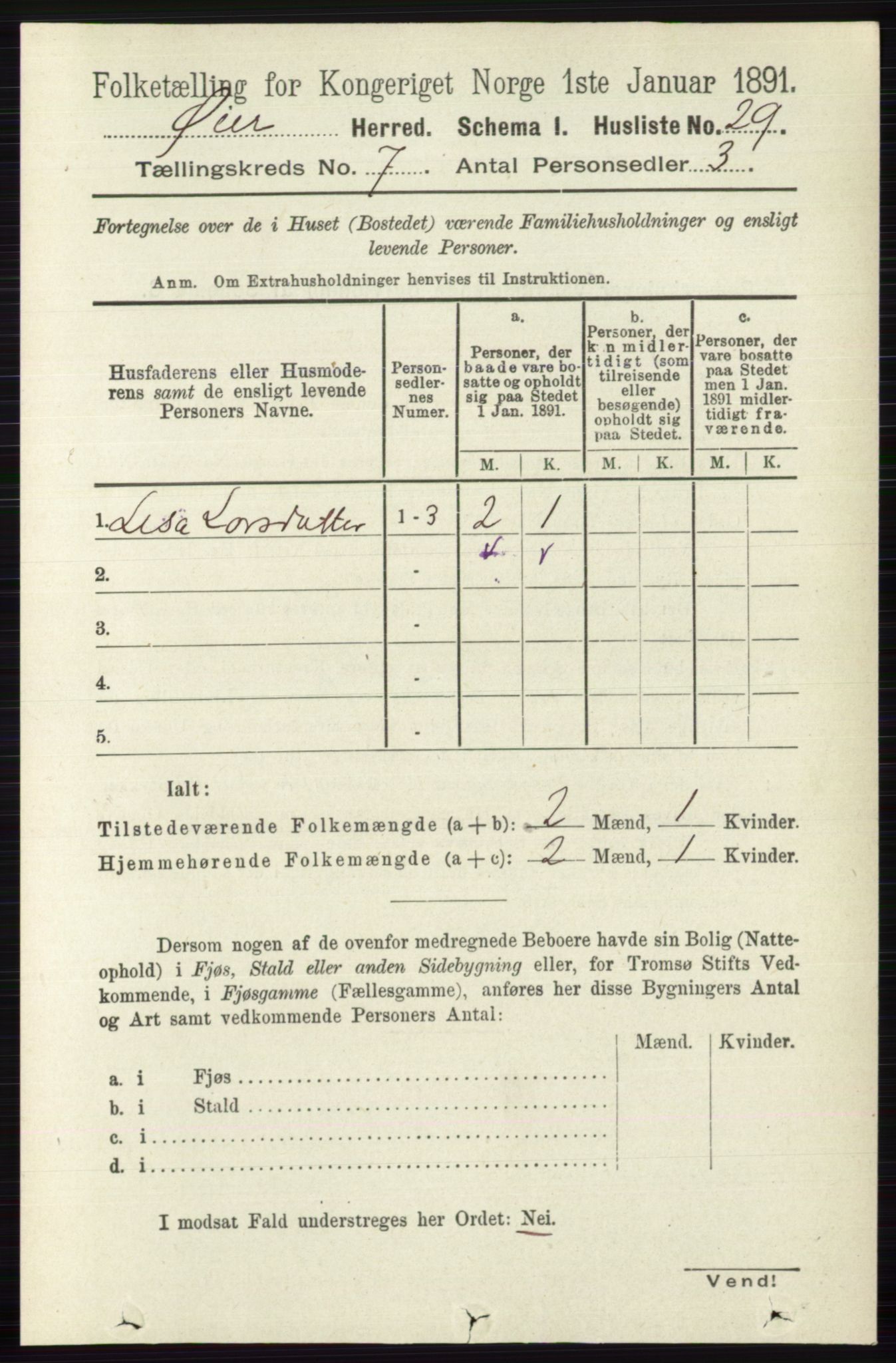 RA, 1891 census for 0521 Øyer, 1891, p. 2471