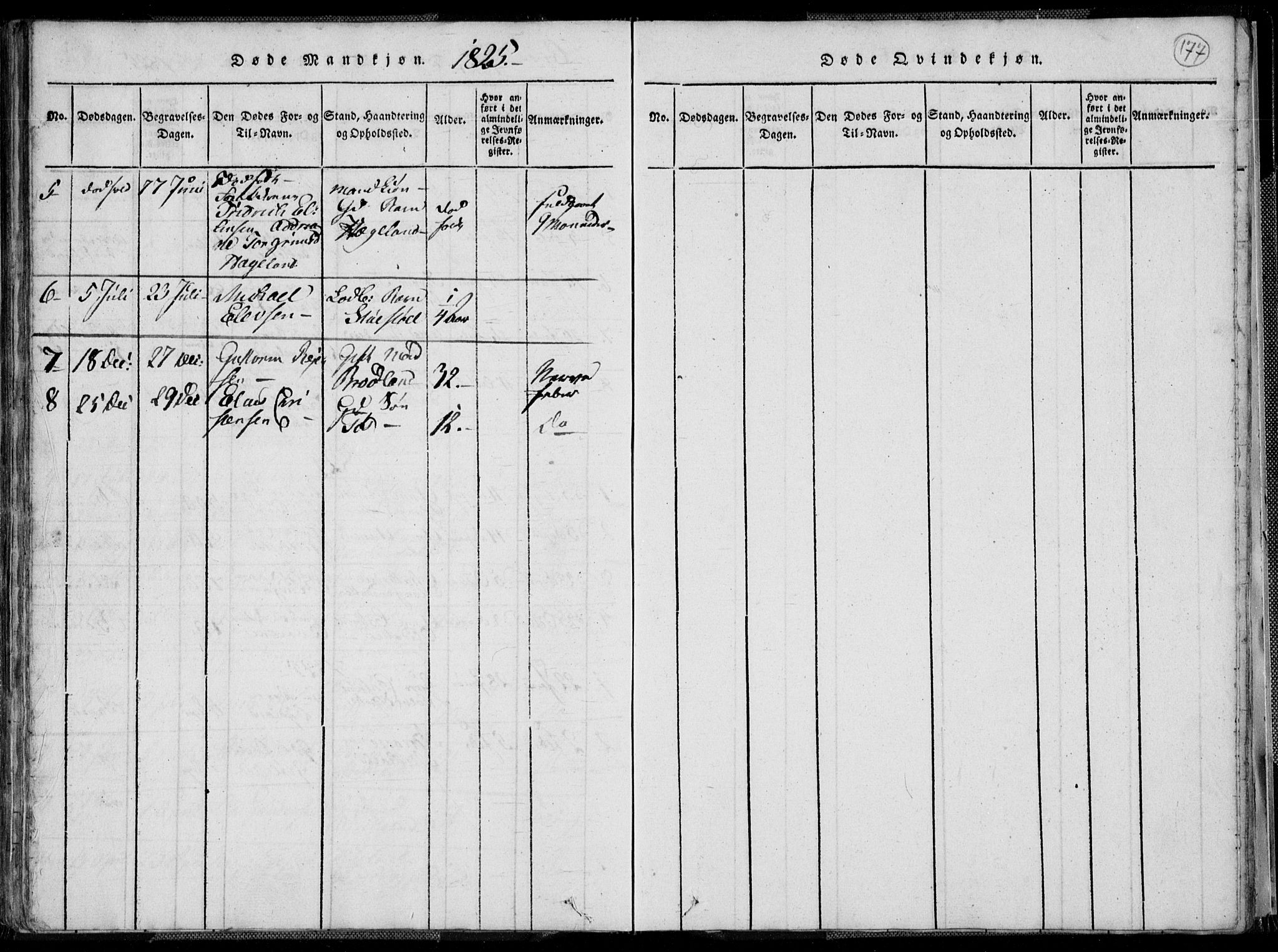 Lyngdal sokneprestkontor, AV/SAK-1111-0029/F/Fa/Fac/L0006: Parish register (official) no. A 6, 1815-1825, p. 177