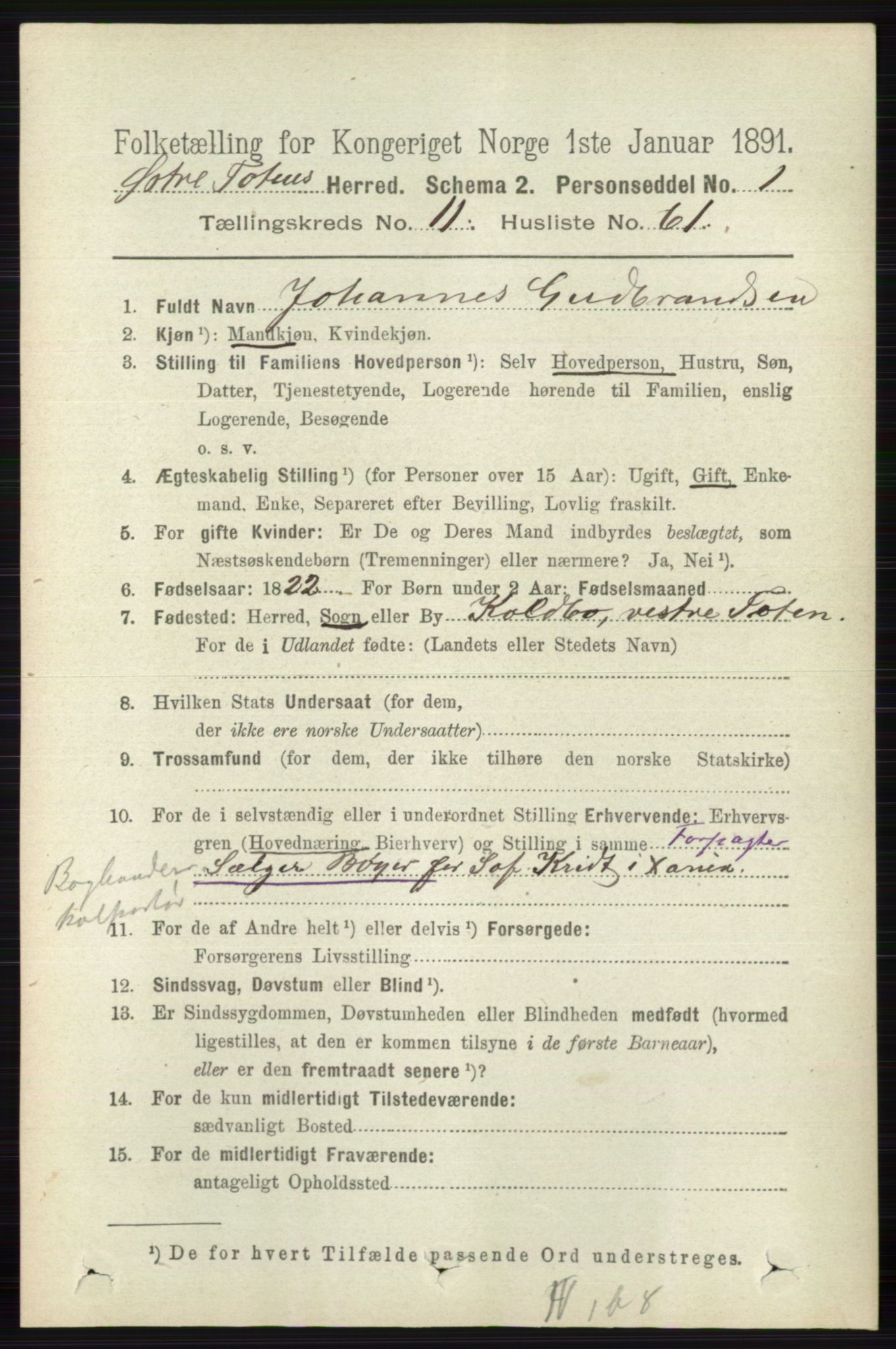 RA, 1891 census for 0528 Østre Toten, 1891, p. 7315