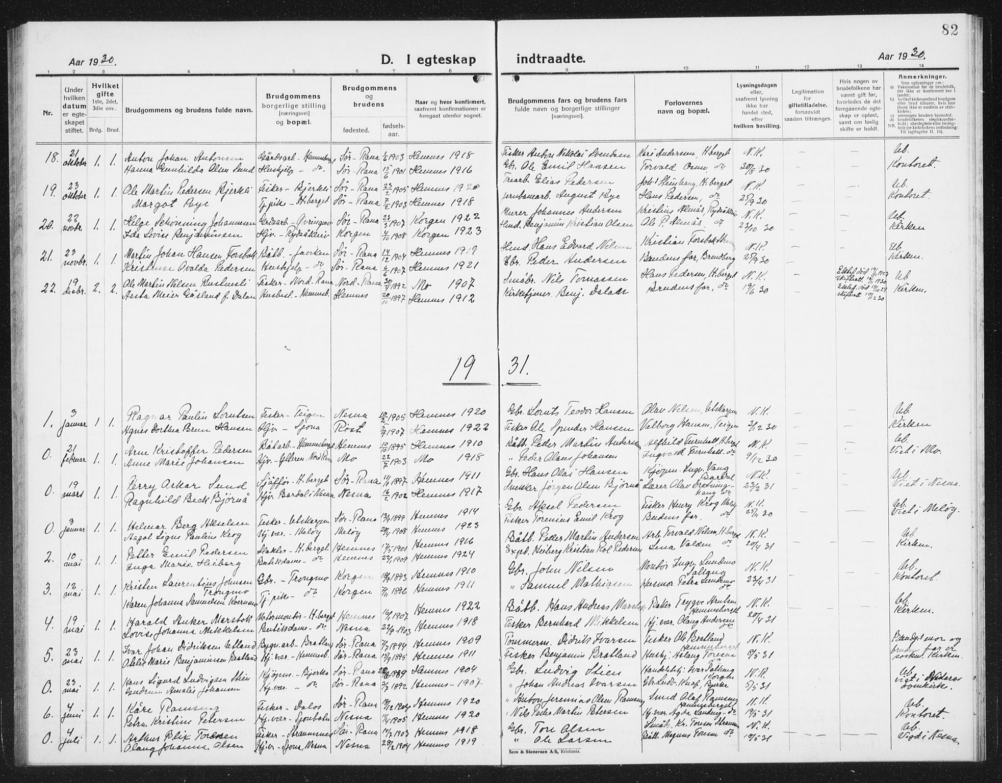 Ministerialprotokoller, klokkerbøker og fødselsregistre - Nordland, AV/SAT-A-1459/825/L0372: Parish register (copy) no. 825C09, 1923-1940, p. 82