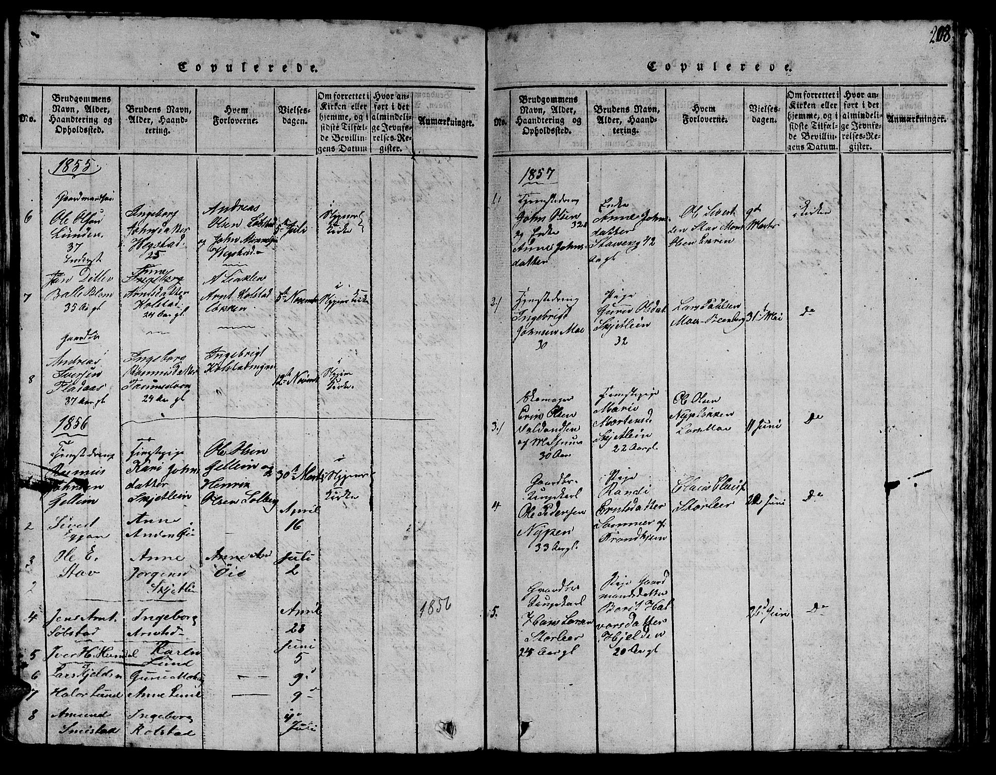 Ministerialprotokoller, klokkerbøker og fødselsregistre - Sør-Trøndelag, SAT/A-1456/613/L0393: Parish register (copy) no. 613C01, 1816-1886, p. 208