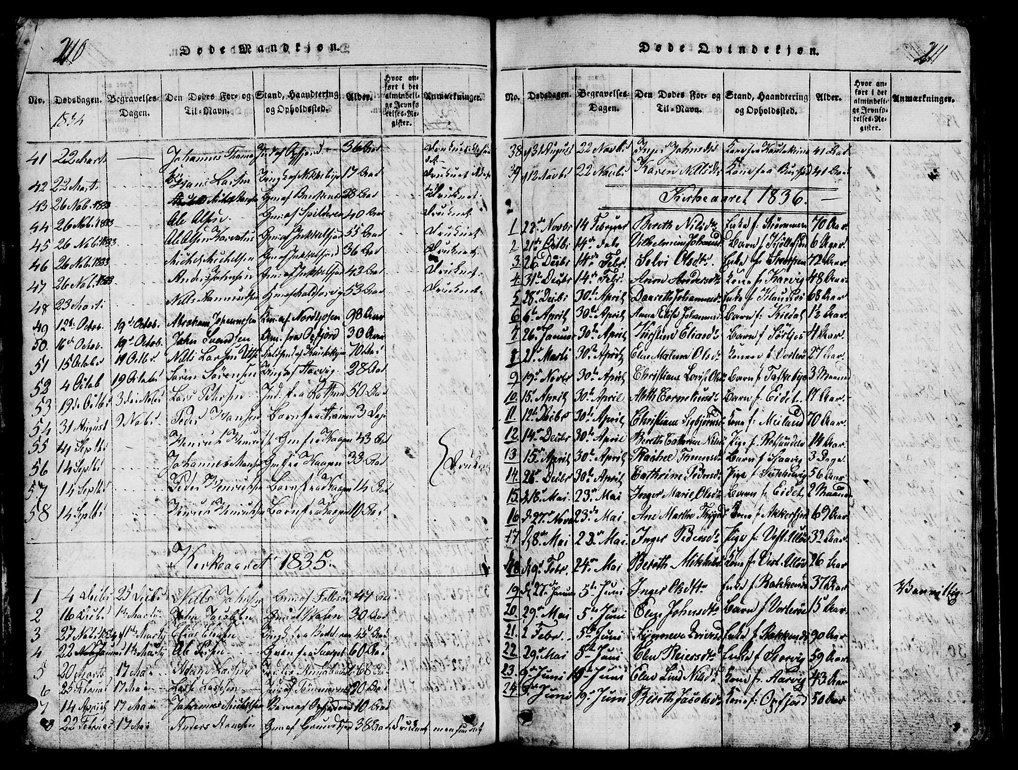 Skjervøy sokneprestkontor, AV/SATØ-S-1300/H/Ha/Hab/L0001klokker: Parish register (copy) no. 1, 1825-1838, p. 210-211