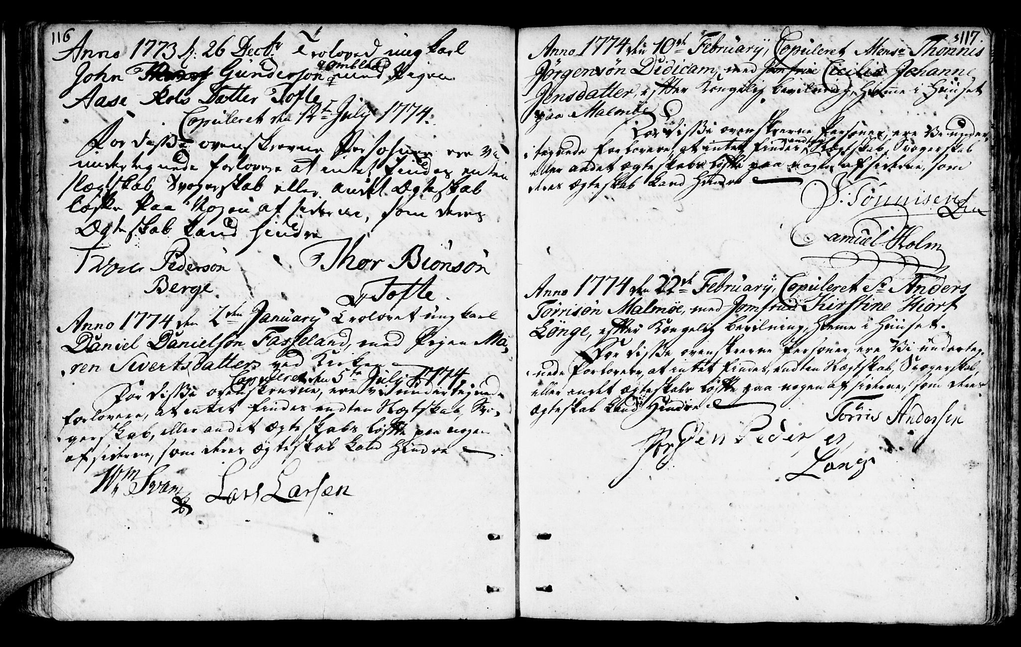 Mandal sokneprestkontor, AV/SAK-1111-0030/F/Fa/Faa/L0006: Parish register (official) no. A 6, 1755-1783, p. 116-117