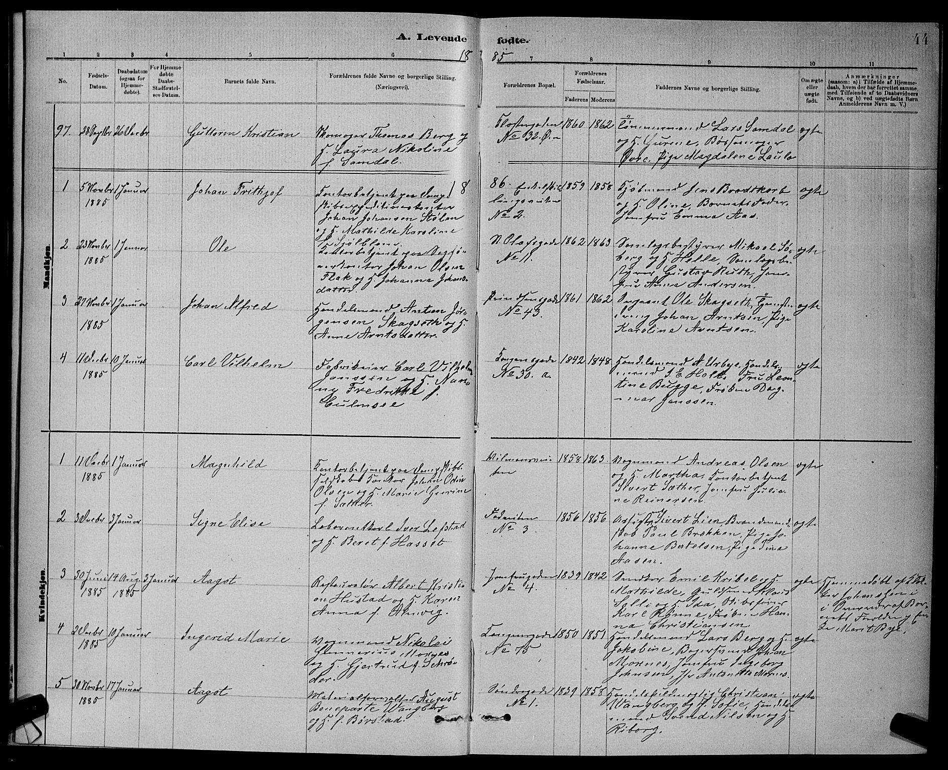 Ministerialprotokoller, klokkerbøker og fødselsregistre - Sør-Trøndelag, SAT/A-1456/601/L0092: Parish register (copy) no. 601C10, 1884-1897, p. 44