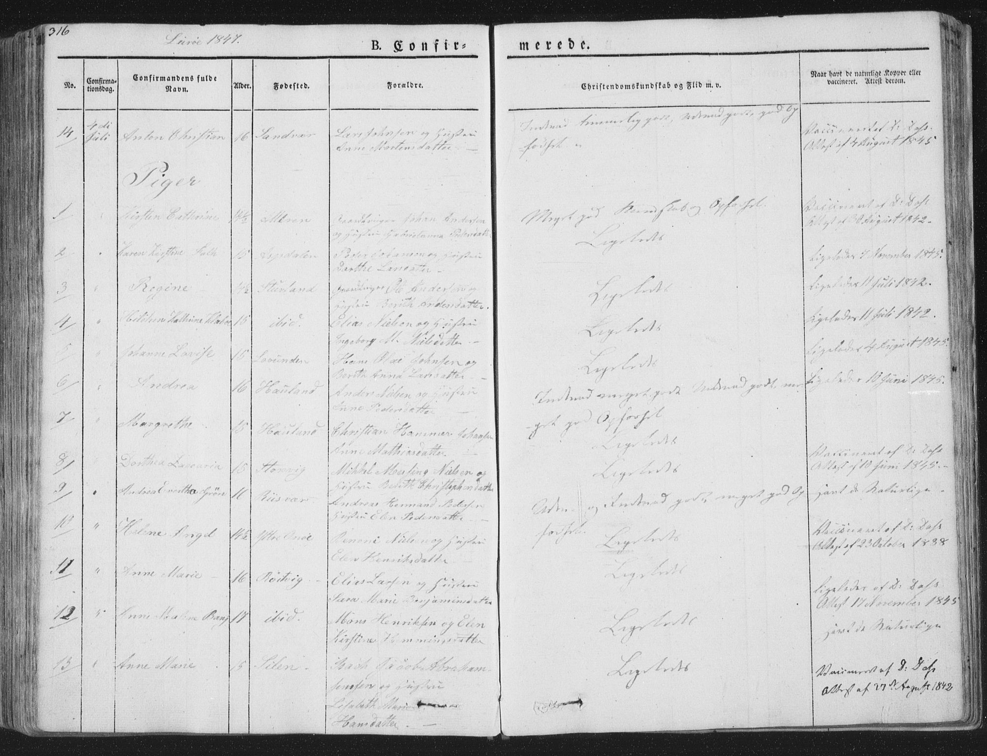 Ministerialprotokoller, klokkerbøker og fødselsregistre - Nordland, AV/SAT-A-1459/839/L0565: Parish register (official) no. 839A02, 1825-1862, p. 316