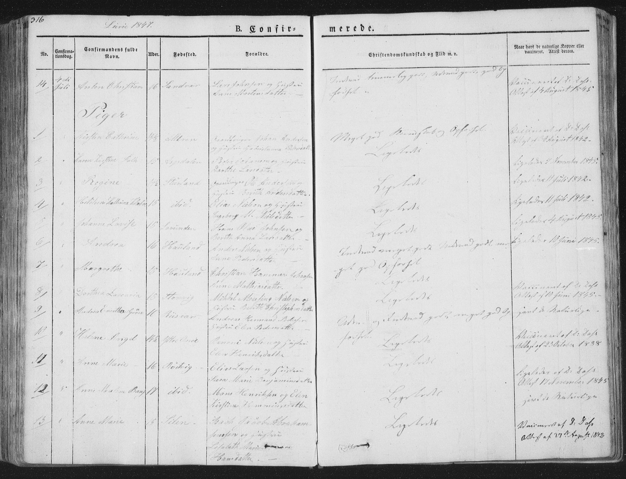 Ministerialprotokoller, klokkerbøker og fødselsregistre - Nordland, SAT/A-1459/839/L0565: Parish register (official) no. 839A02, 1825-1862, p. 316