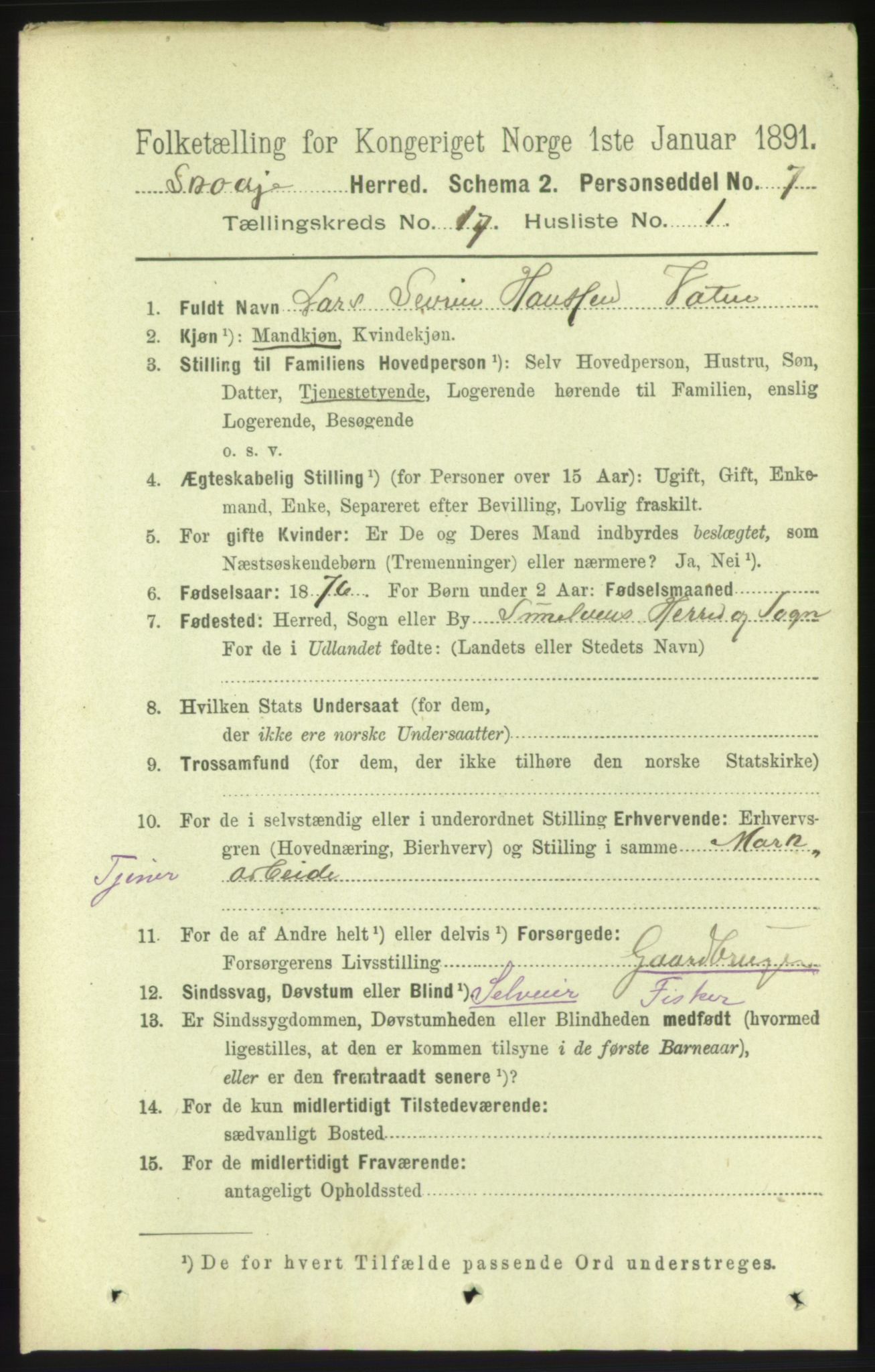 RA, 1891 census for 1529 Skodje, 1891, p. 3519