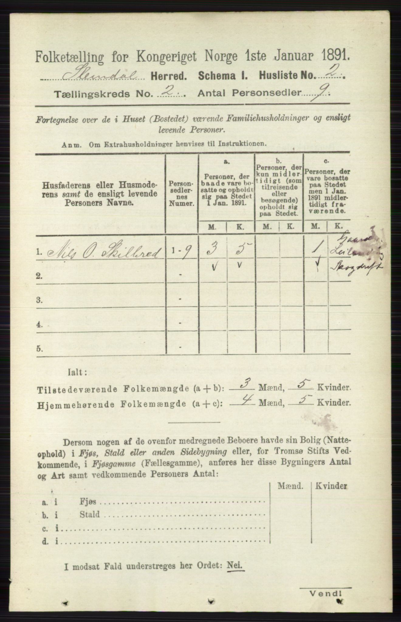 RA, 1891 census for 0811 Slemdal, 1891, p. 311