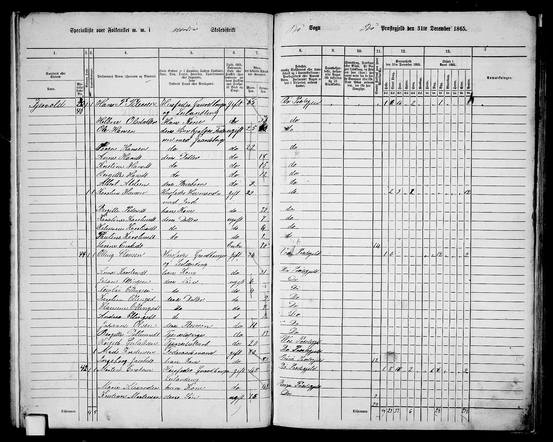 RA, 1865 census for Bø, 1865, p. 6