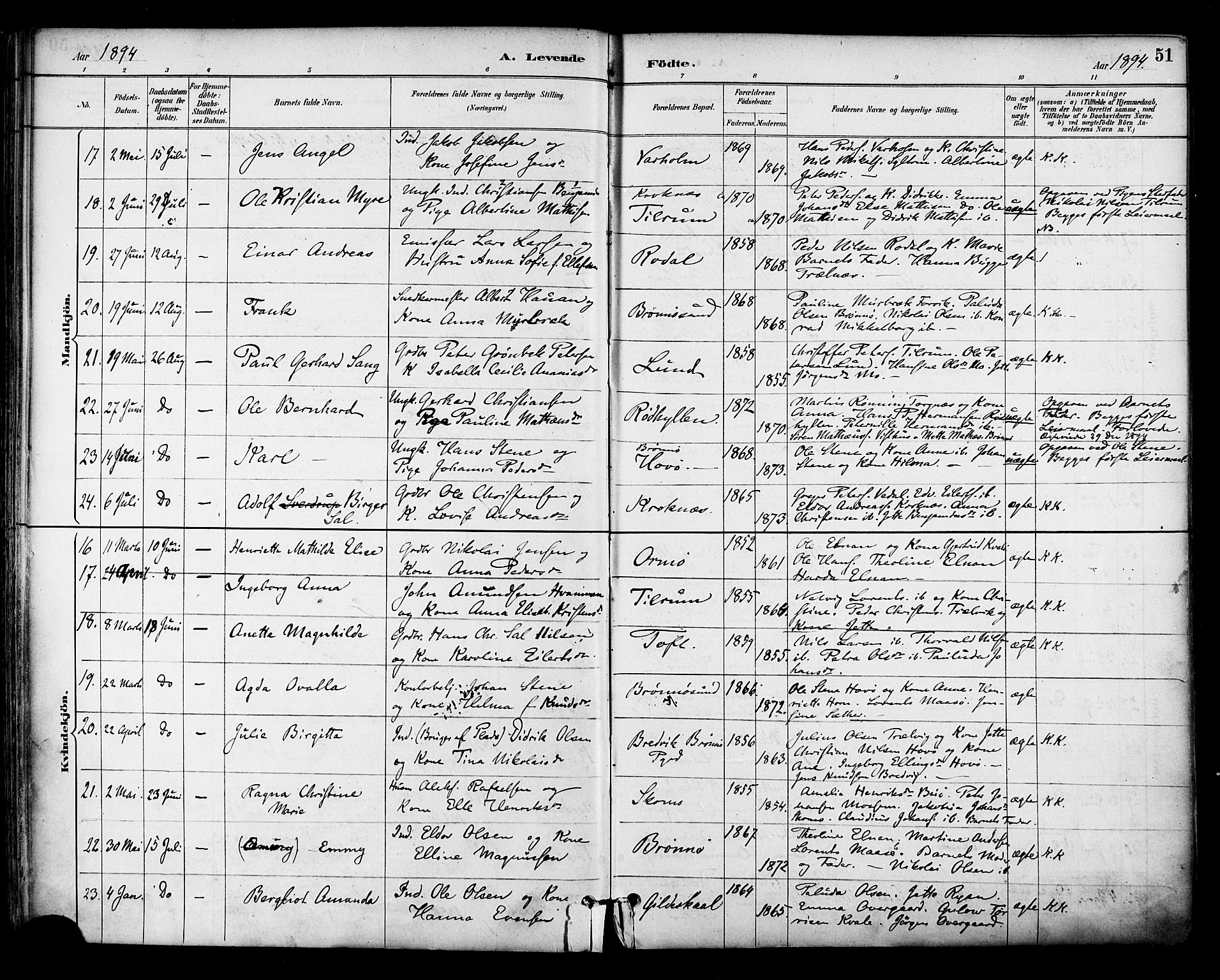 Ministerialprotokoller, klokkerbøker og fødselsregistre - Nordland, AV/SAT-A-1459/813/L0200: Parish register (official) no. 813A10, 1886-1900, p. 51