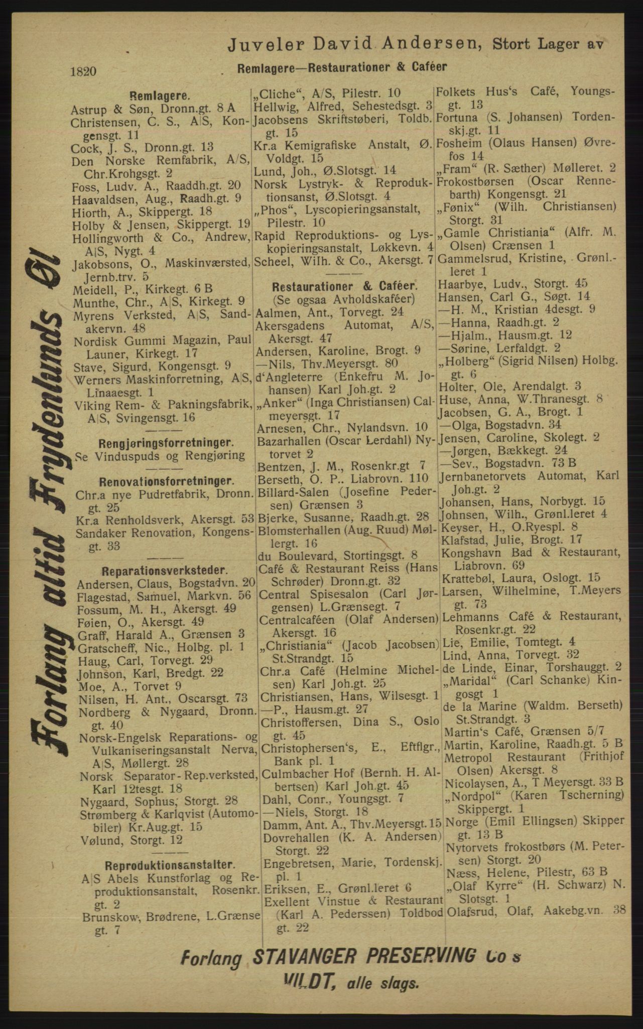 Kristiania/Oslo adressebok, PUBL/-, 1913, p. 1776