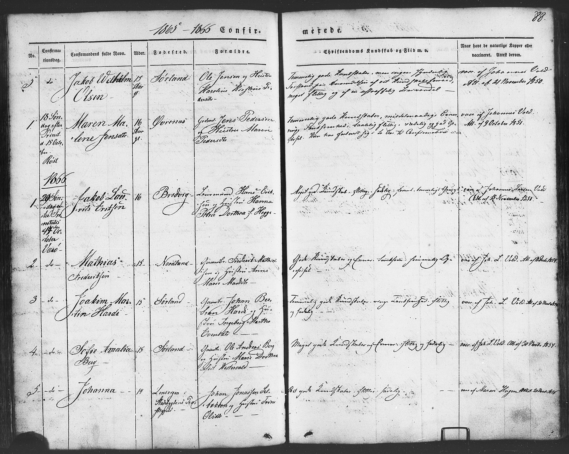 Ministerialprotokoller, klokkerbøker og fødselsregistre - Nordland, SAT/A-1459/807/L0121: Parish register (official) no. 807A04, 1846-1879, p. 88