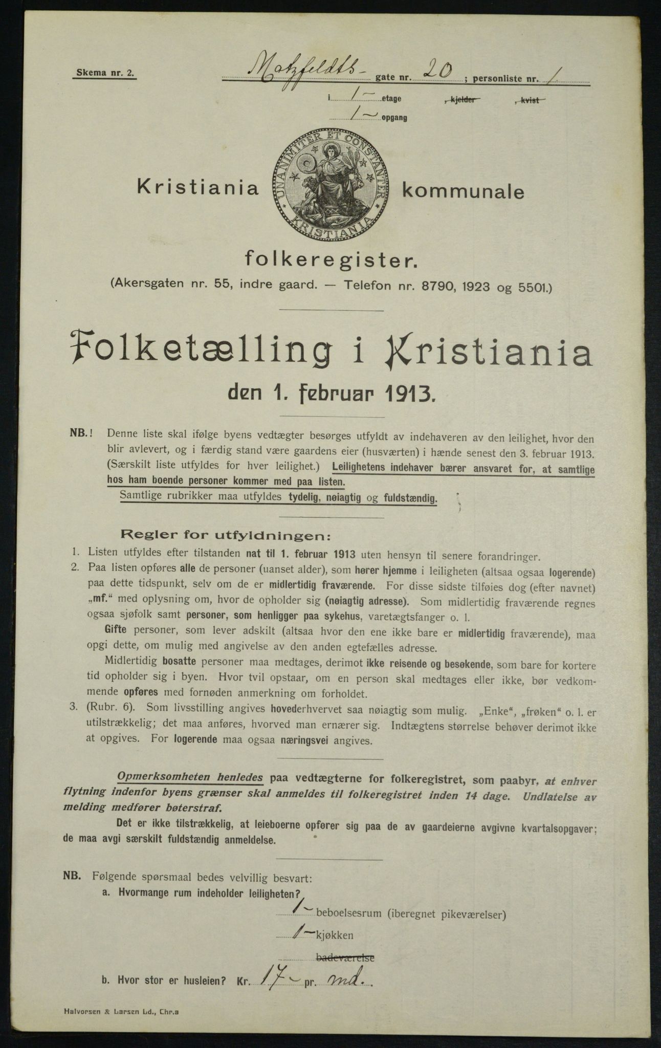 OBA, Municipal Census 1913 for Kristiania, 1913, p. 66192