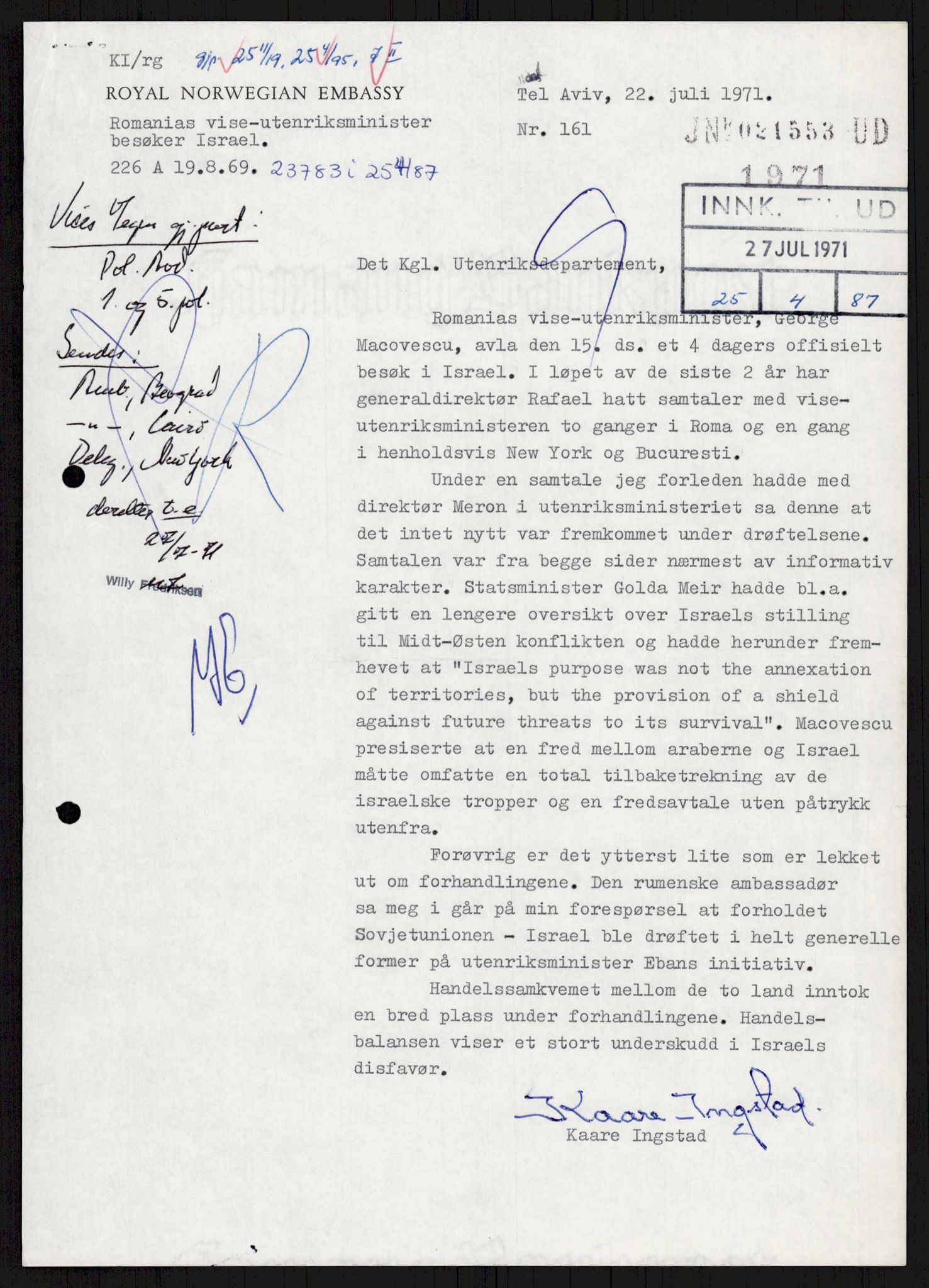Utenriksdepartementet, hovedarkiv, AV/RA-S-6794/D/Db/Dba/L0776/0003: Verdenspolitikk. Fremmede staters politikk (G.L.) / Israel: Politikk (2 mapper), 1970-1972, p. 56