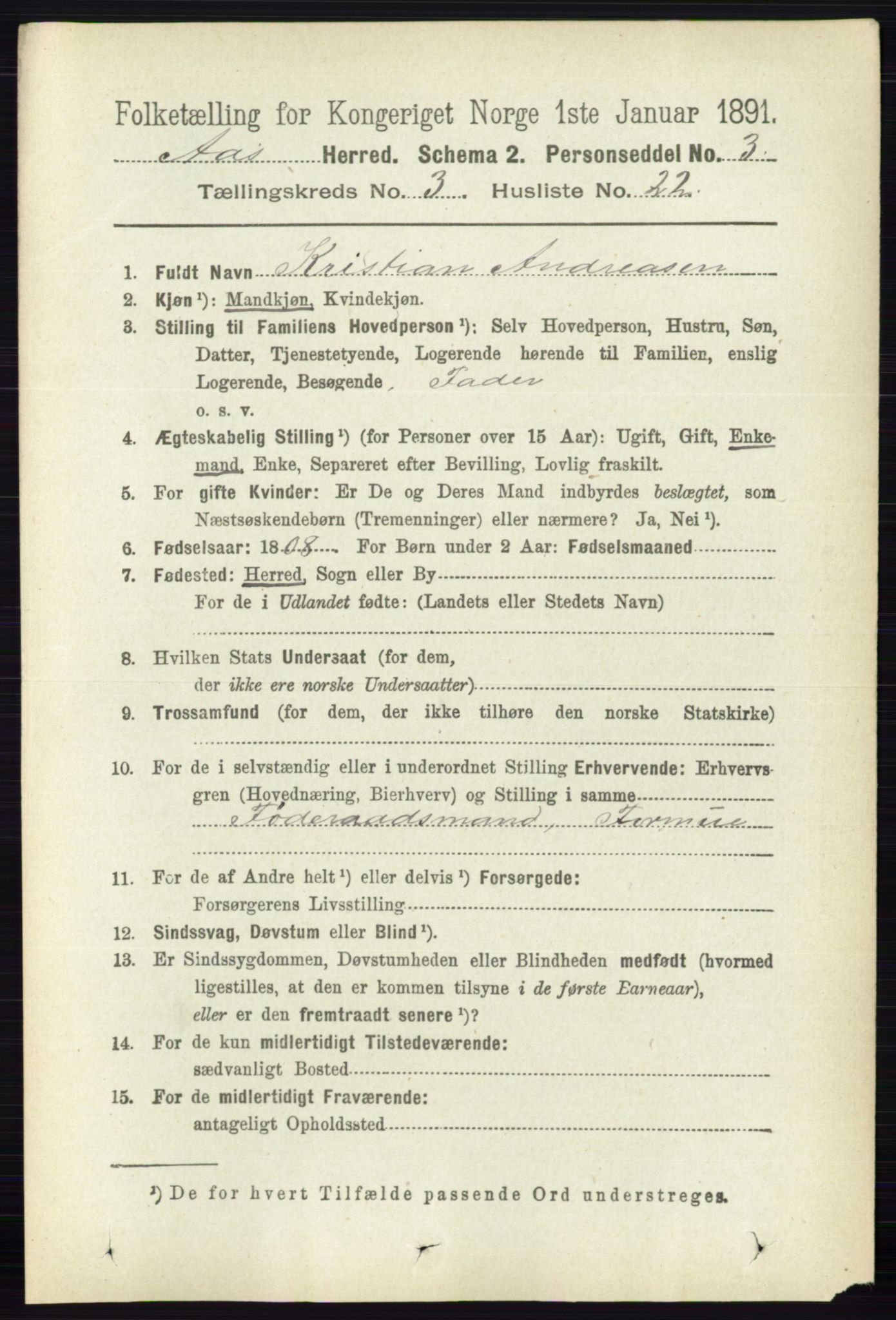 RA, 1891 census for 0214 Ås, 1891, p. 2265